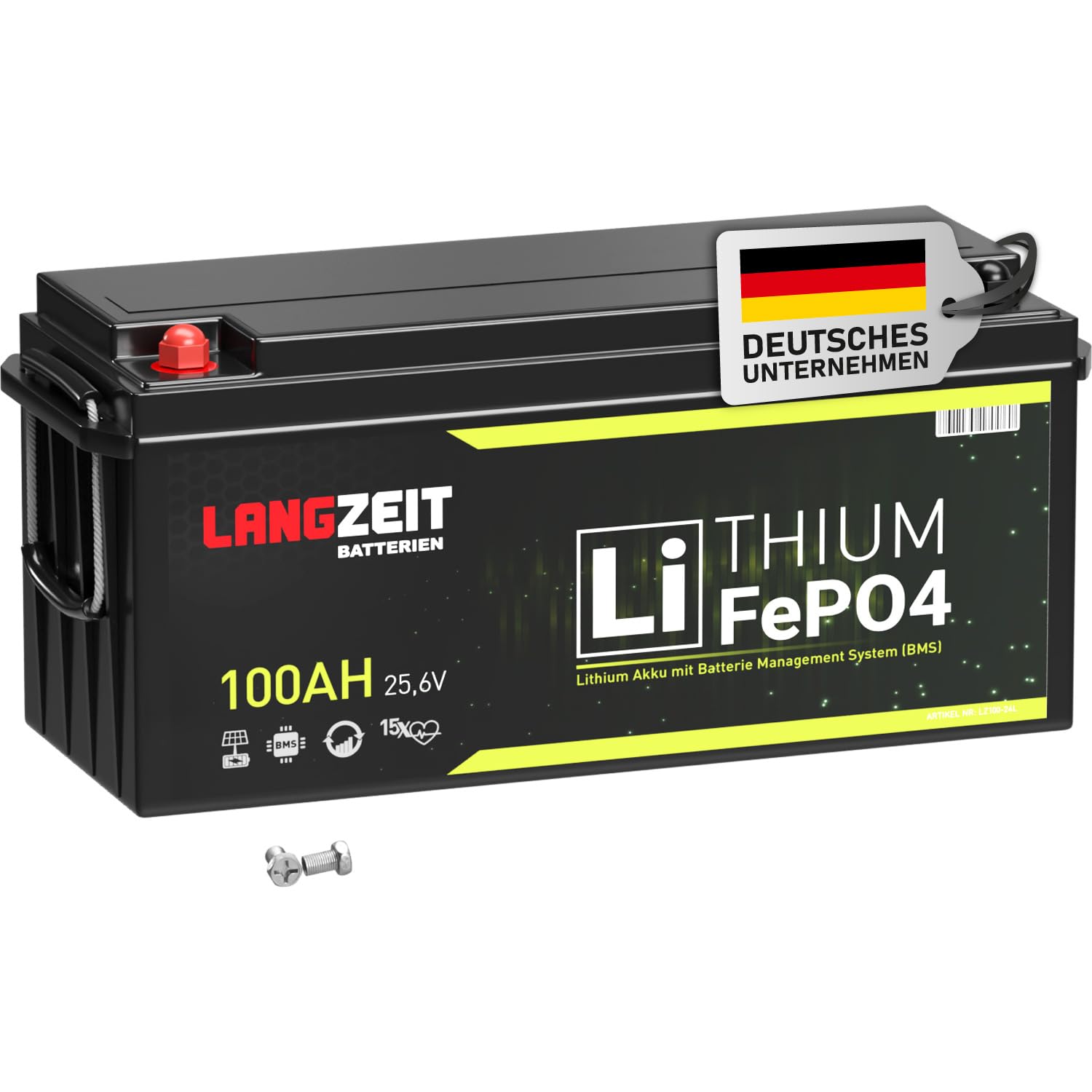 LANGZEIT LiFePO4 100Ah 24V Lithium Batterie Wohnmobil Batterie Solarbatterie Lithium Eisenphosphat Akku Solar Bootsbatterie Akku USV inkl. BMS von LANGZEIT Batterien