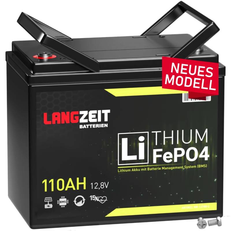 LANGZEIT LiFePO4 110Ah 12V Mini Lithium Batterie mit BMS Solarbatterie Wohnmobil Solar Boot Akku 100Ah von LANGZEIT Batterien