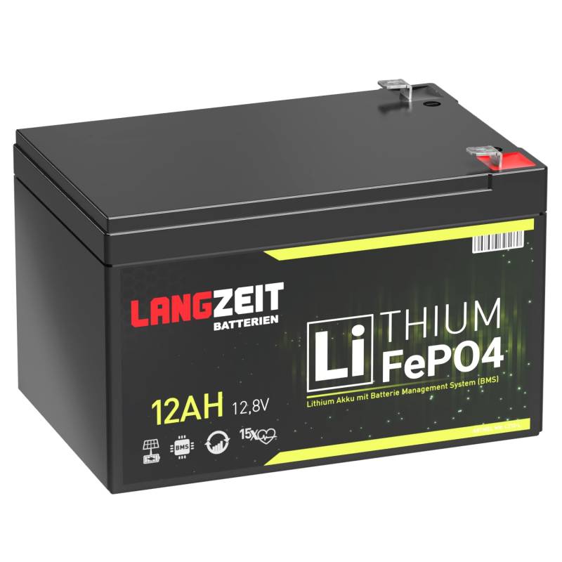 LANGZEIT LiFePO4 12V 12Ah Akku Lithium Batterie Wohnmobil Batterie Solar Lithium Eisenphosphat Akku Solar USV ers. 8Ah 10Ah von LANGZEIT Batterien