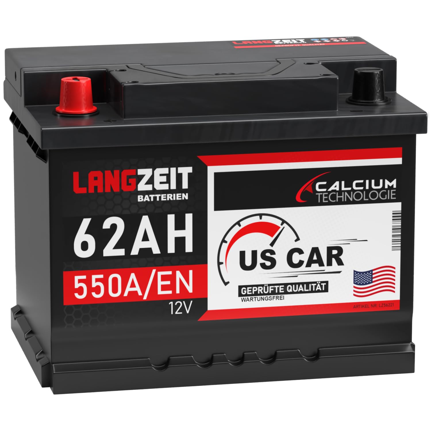 LANGZEIT US Autobatterie 62Ah 12V USA Batterie US Car Batterie 60Ah 63Ah Starterbatterie Gewinde Pole von LANGZEIT Batterien