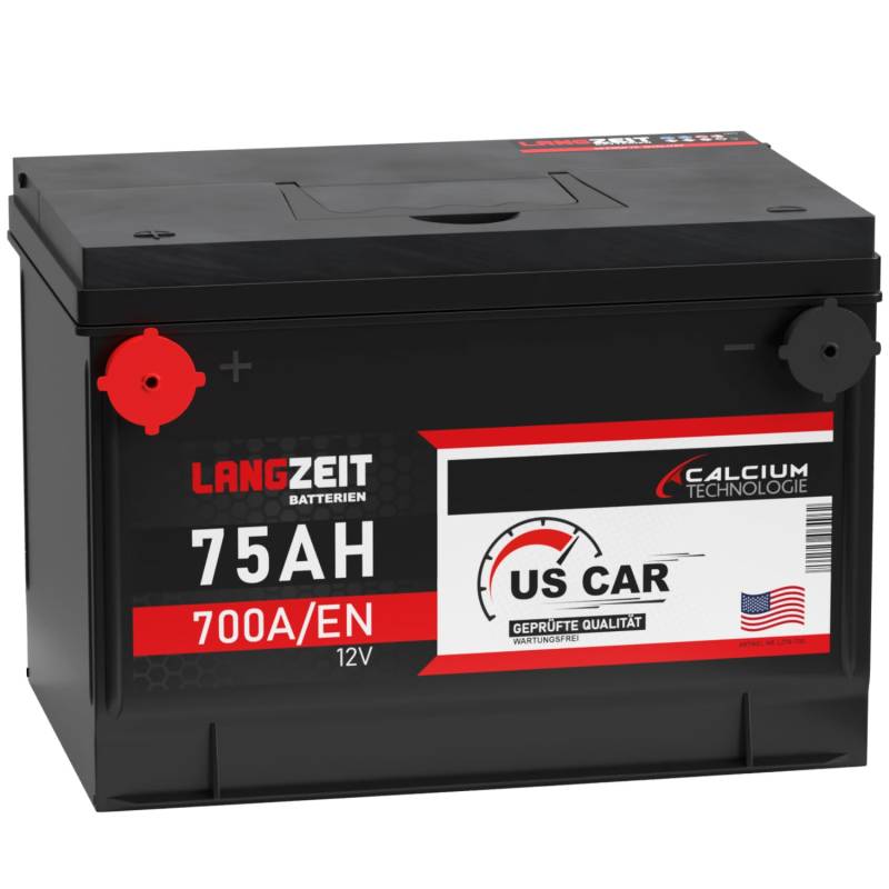 LANGZEIT US Autobatterie 75Ah 12V USA Batterie US Car Batterie 70Ah Starterbatterie Gewinde Pole von LANGZEIT Batterien