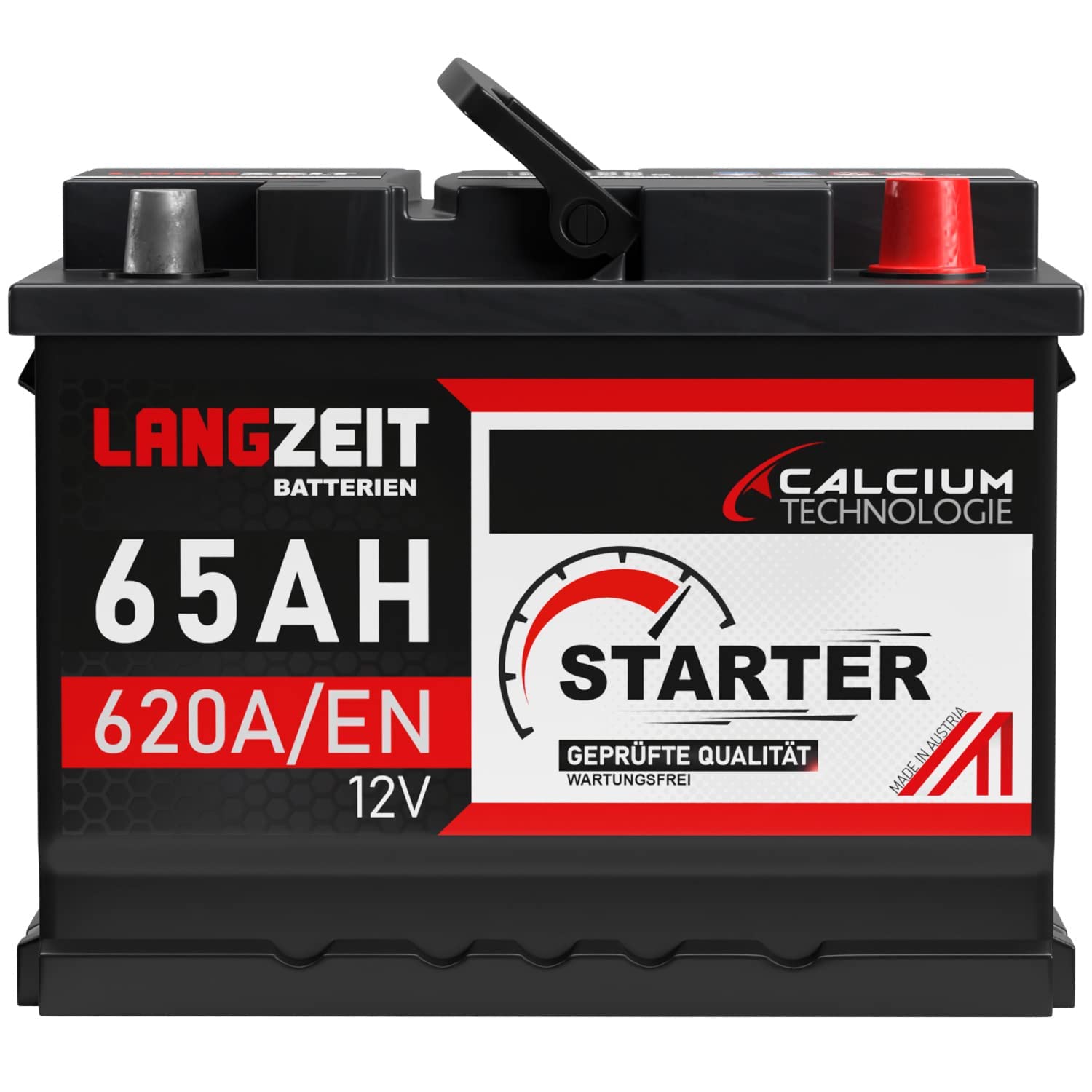 LANGZEIT lead acid, Autobatterie 65Ah 12V 620A/EN Starterbatterie +30% mehr Leistung ersetzt Batterie 55Ah 56Ah 60Ah 61Ah 62Ah 63Ah 64Ah, kompatibel mit PKW von LANGZEIT Batterien