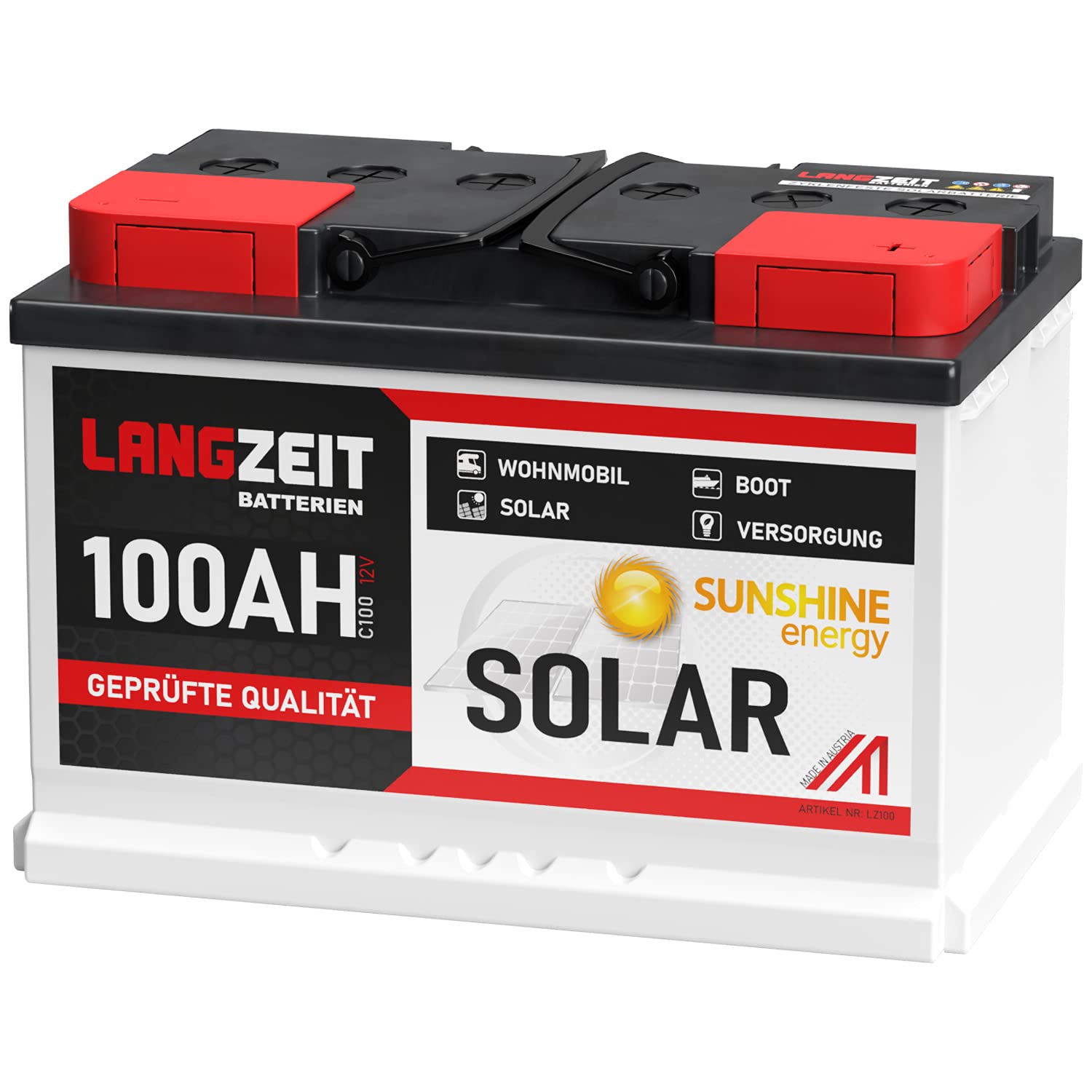 Solarbatterie 12V 100Ah Wohnmobilbatterie Bootsbatterie Schiff Batterie Solar von LANGZEIT Batterien