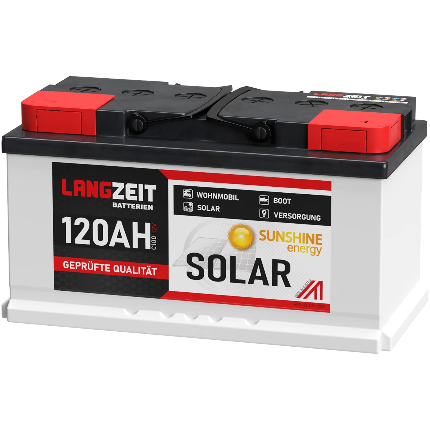 Solarbatterie 120Ah 12V Wohnmobil Boot Wohnwagen Camping Schiff Batterie Solar 100Ah von LANGZEIT Batterien