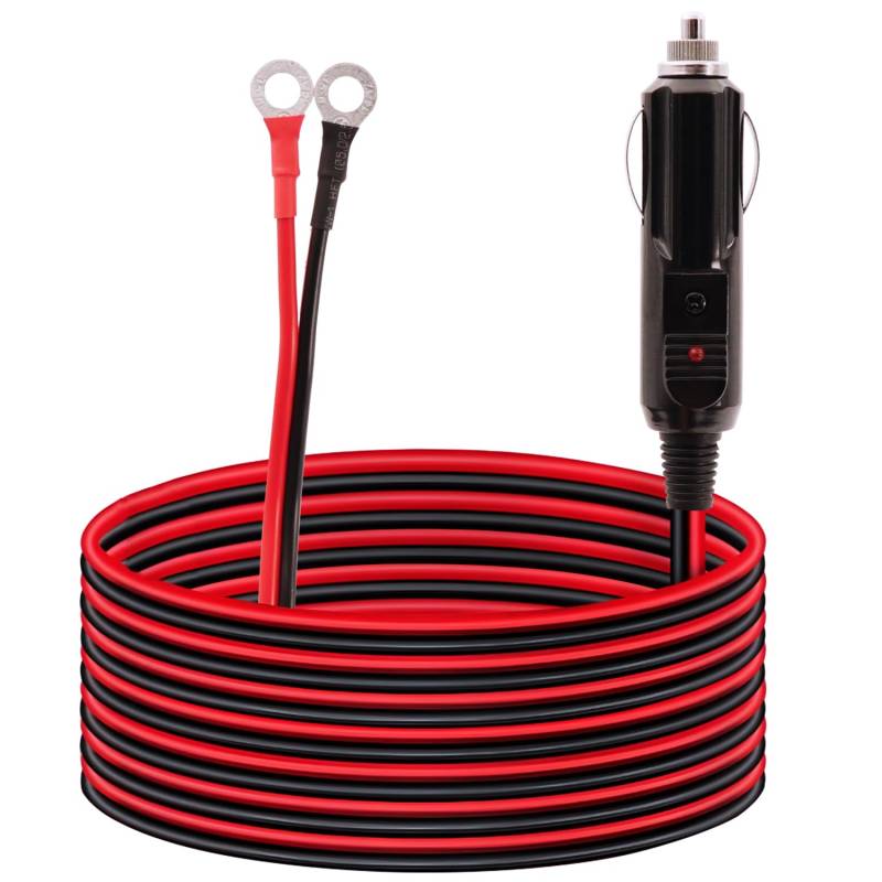 LANMINGLEL Auto-Zigarettenanzünder mit O Ring Terminal 12 V-24 V Zigarettenanzünder Auto Stecker Verlängerungskabel mit 15 A Sicherung für Auto Inverter Luftpumpe elektrische Tasse und DIY 16AWG 10 FT von LANMINGLEL