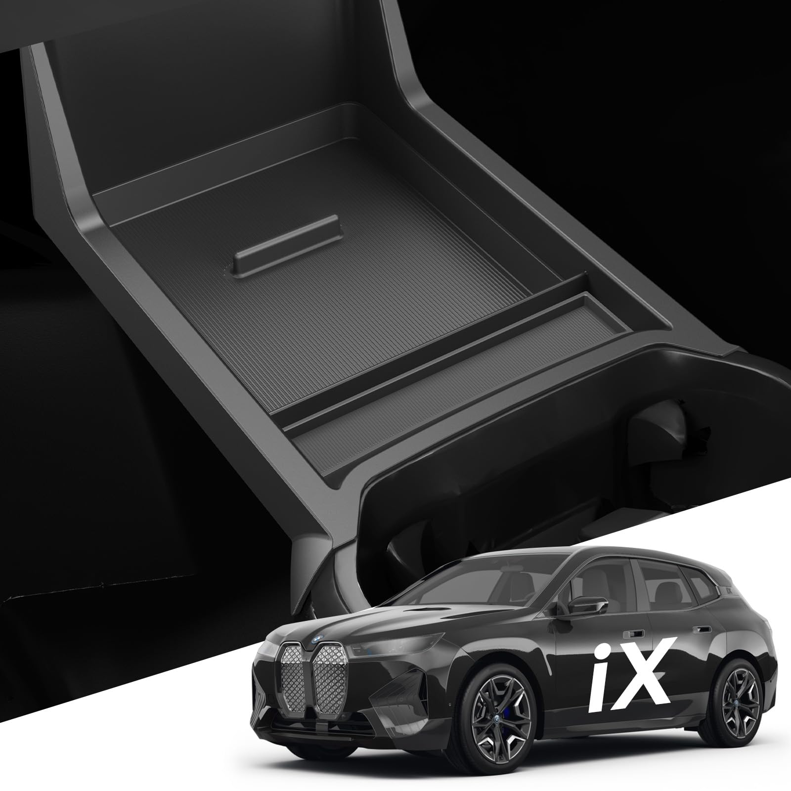 LANTU Untere Mittelkonsole Organizer Tray für BMW iX 2022-2025 Aufbewahrungsbox mit Anti-Slip Flüssiges Silikon BMW iX Zubehör Patented Design (Untere) von LANTU