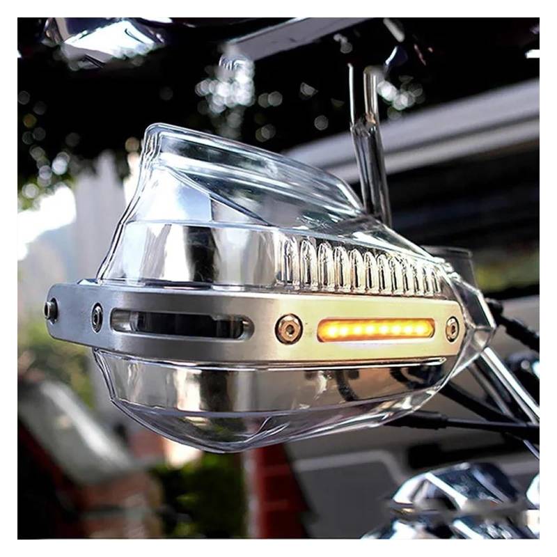 LAPPGNGFYA Motorrad Handschutz Für Msx125 St 1300 Vlx Vfr 800 Für Shadow Vt1100 Sh 300 Cbr 500R Motorrad Hand Guards Protector Windschutzscheibe Mit Licht(Clear-amber Light) von LAPPGNGFYA