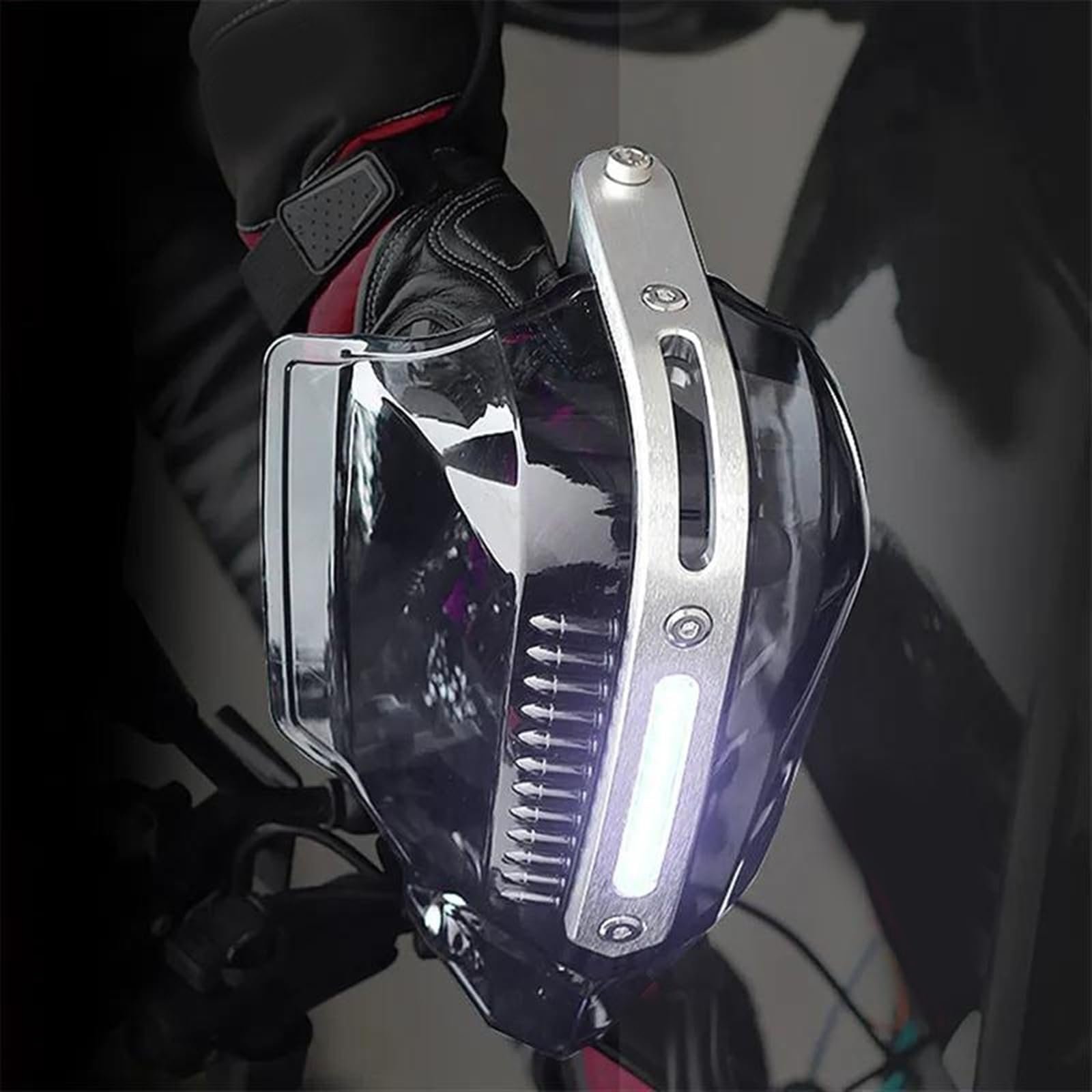 LAPPGNGFYA Motorrad Handschutz Für Suz&uki Sv 1000 Gn 250 Gsxr 1000 K9 Gsx S1000 Für V Strom 650 Motorrad Lenker Schutz Windschutzscheibe Mit Licht(Black-white Light) von LAPPGNGFYA