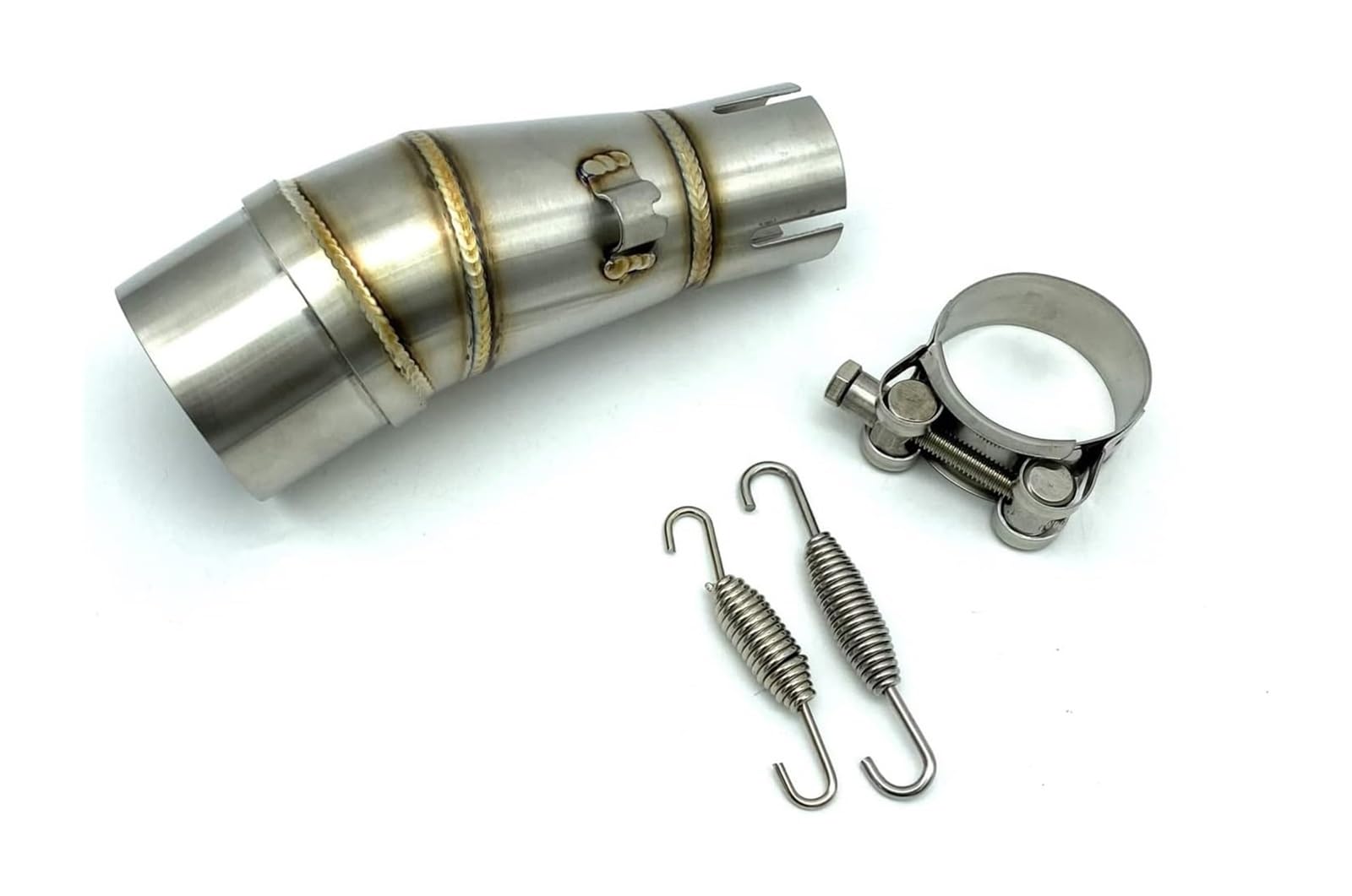 Motorrad-Endschalldämpfer Für Kawa&saki Z250 Für Ninja 250 300 2013 2014 2015 2016 Motorrad Slip-On System Mittleren Link Auspuff Adapter Motorrad Schalldämpfer(Silber) von LAPPGNGFYA