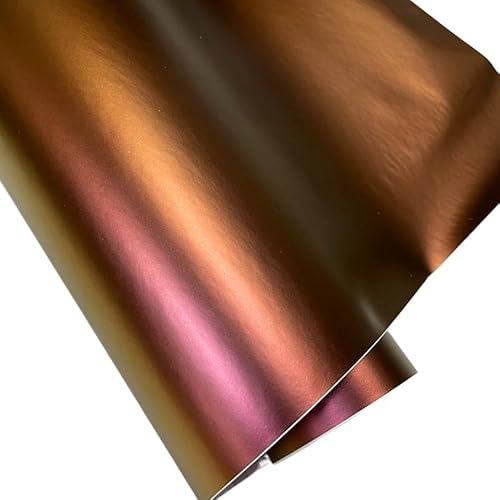 Autofolie Blau Grün Lila Auto Chamäleon Wrap Auto Carbon Faser Wrapping Film Fahrzeug Ändern Farbe Aufkleber Tönung Vinyl Luft Blase Frei Auto Folie ( Color : Plain red copper , Size : 10CM X 152CM ) von LAPooh