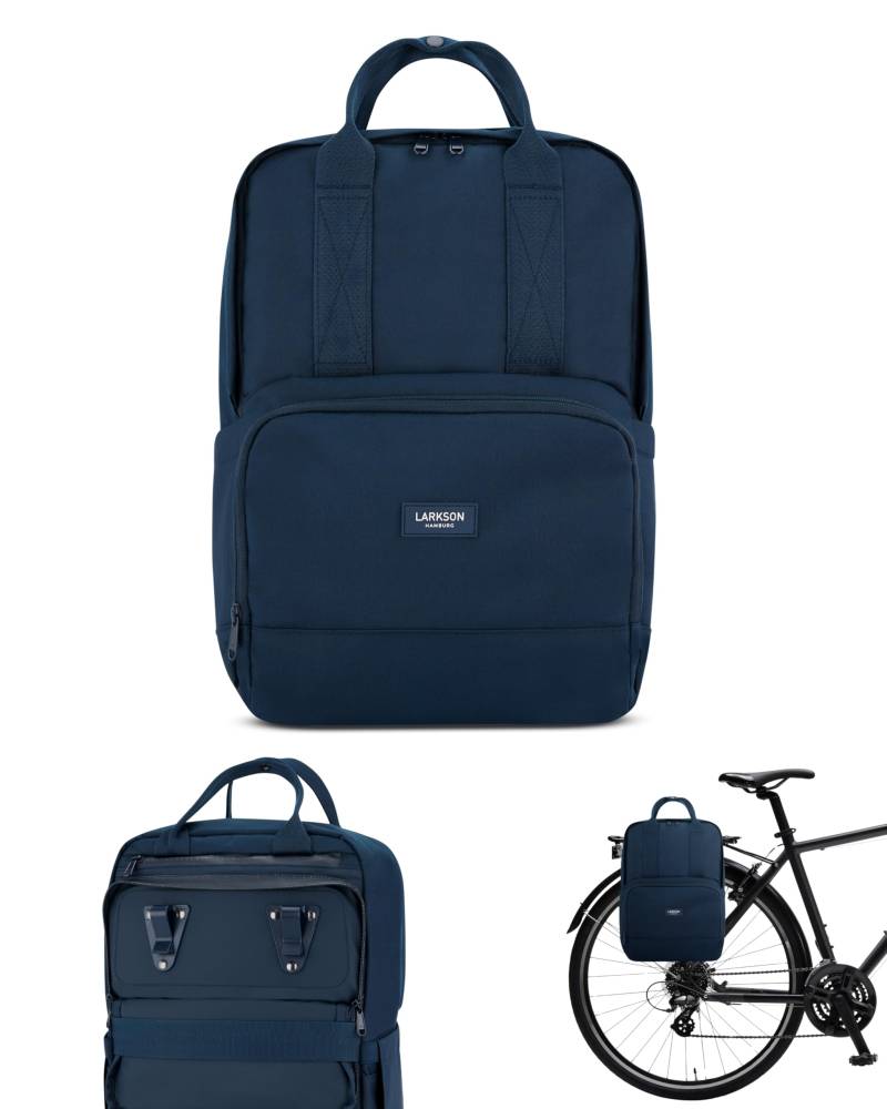 LARKSON Fahrradtaschen für Gepäckträger Damen & Herren Blau - No 6 Bike - 2 in 1 Fahrrad Tasche Rucksack & Gepäckträgertasche Hinten - Wasserabweisend von LARKSON