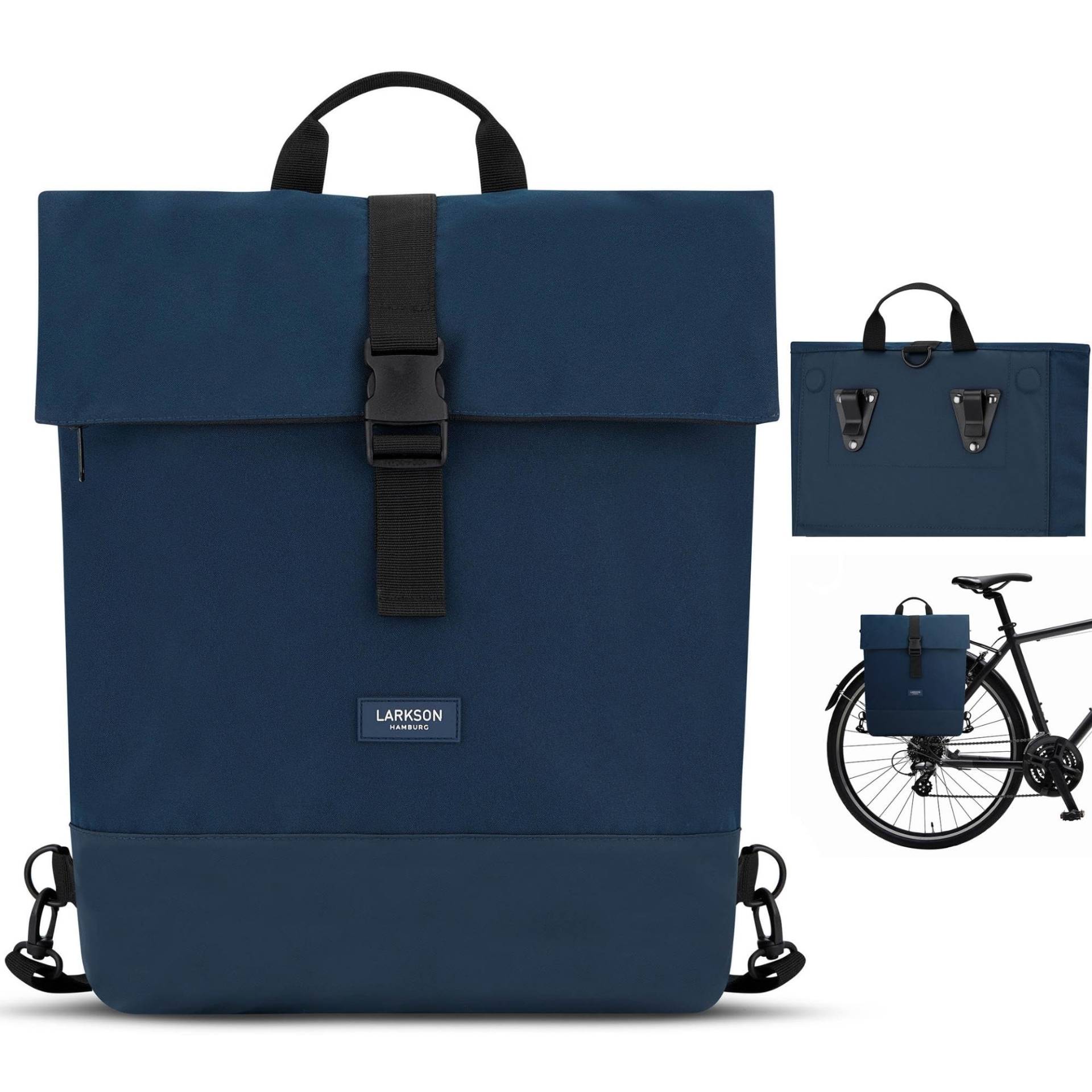 LARKSON Fahrradtaschen für Gepäckträger Damen & Herren Dunkelblau - Tammo Bike - 2 in 1 Fahrrad Tasche Rucksack & Gepäckträgertasche Hinten - Wasserabweisend von LARKSON