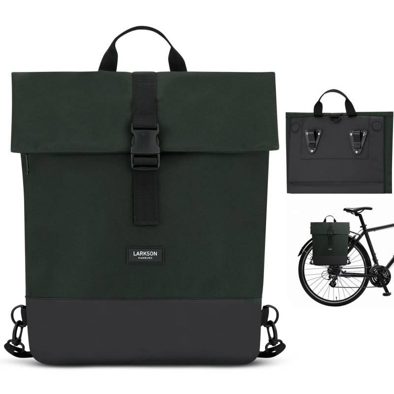 LARKSON Fahrradtaschen für Gepäckträger Damen & Herren Dunkelgrün - Tammo Bike - 2 in 1 Fahrrad Tasche Rucksack & Gepäckträgertasche Hinten - Wasserabweisend von LARKSON