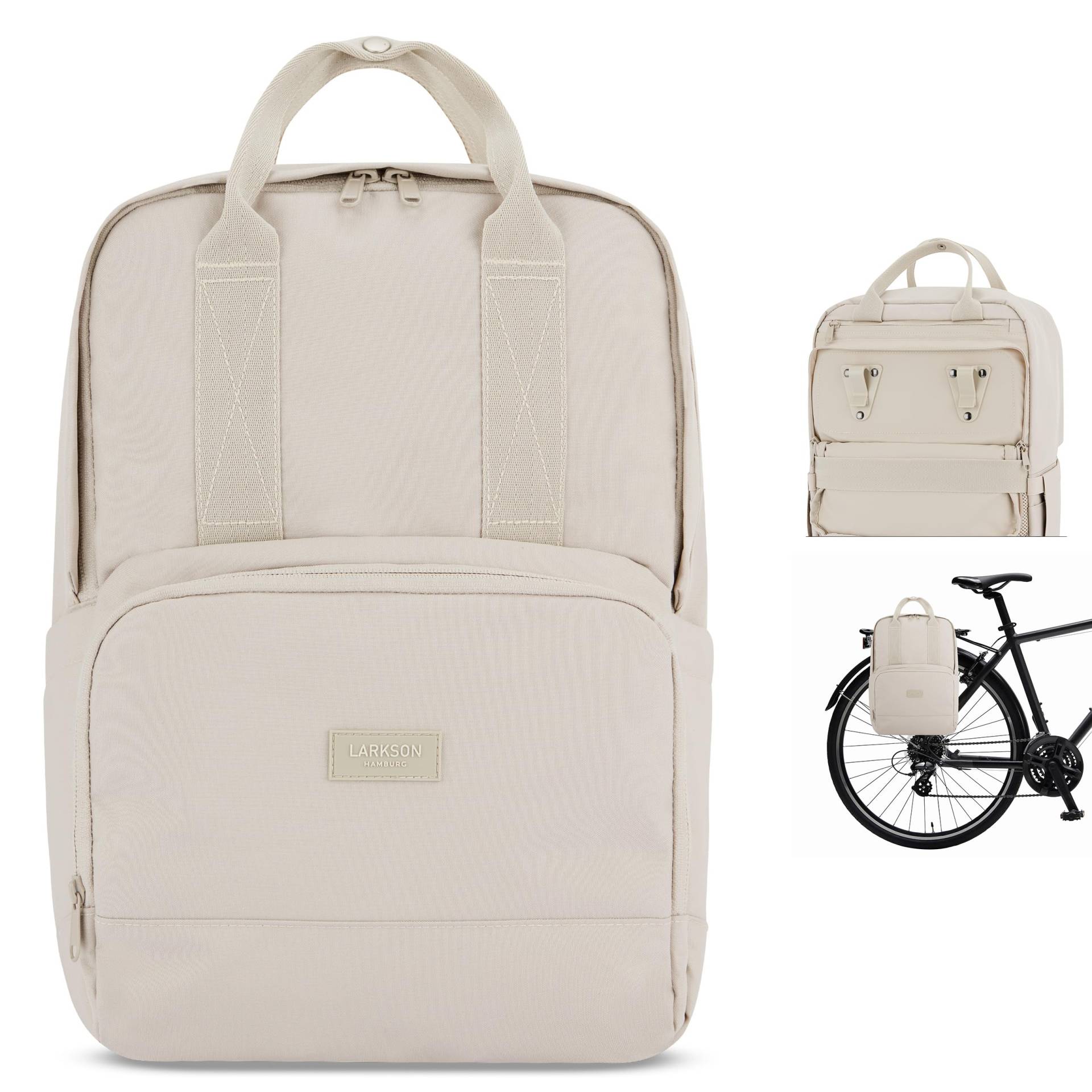 LARKSON Fahrradtaschen für Gepäckträger Damen & Herren Sand - No 6 Bike - 2 in 1 Fahrrad Tasche Rucksack & Gepäckträgertasche Hinten - Wasserabweisend von LARKSON