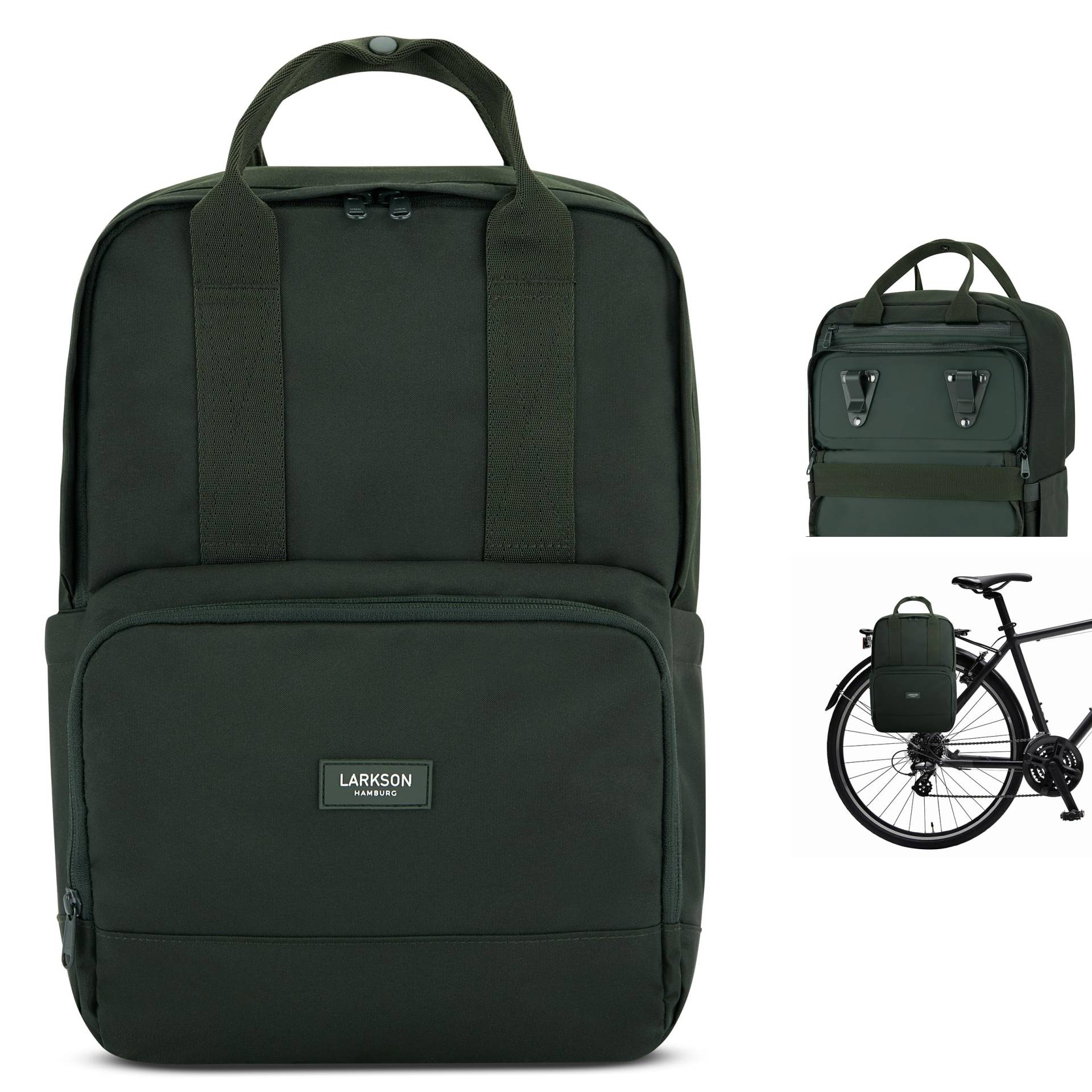 LARKSON Fahrradtaschen für Gepäckträger Damen & Herren Grün - No 6 Bike - 2 in 1 Fahrrad Tasche Rucksack & Gepäckträgertasche Hinten - Wasserabweisend von LARKSON