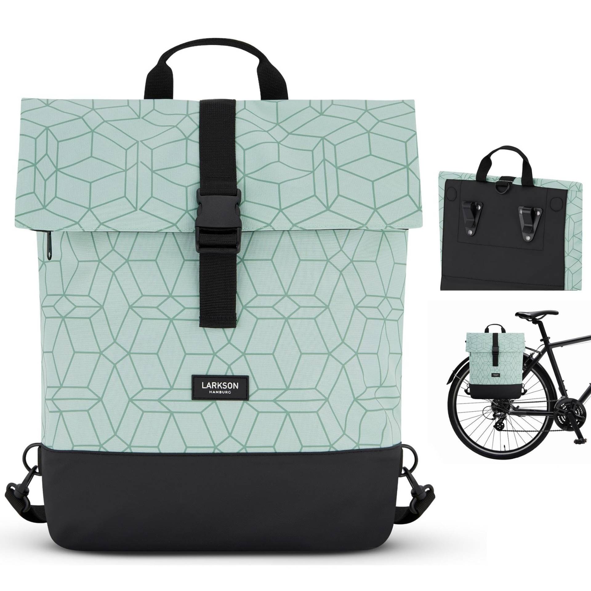 LARKSON Fahrradtaschen für Gepäckträger Damen & Herren Mint - Tammo Bike - 2 in 1 Fahrrad Tasche Rucksack & Gepäckträgertasche Hinten - Wasserabweisend von LARKSON