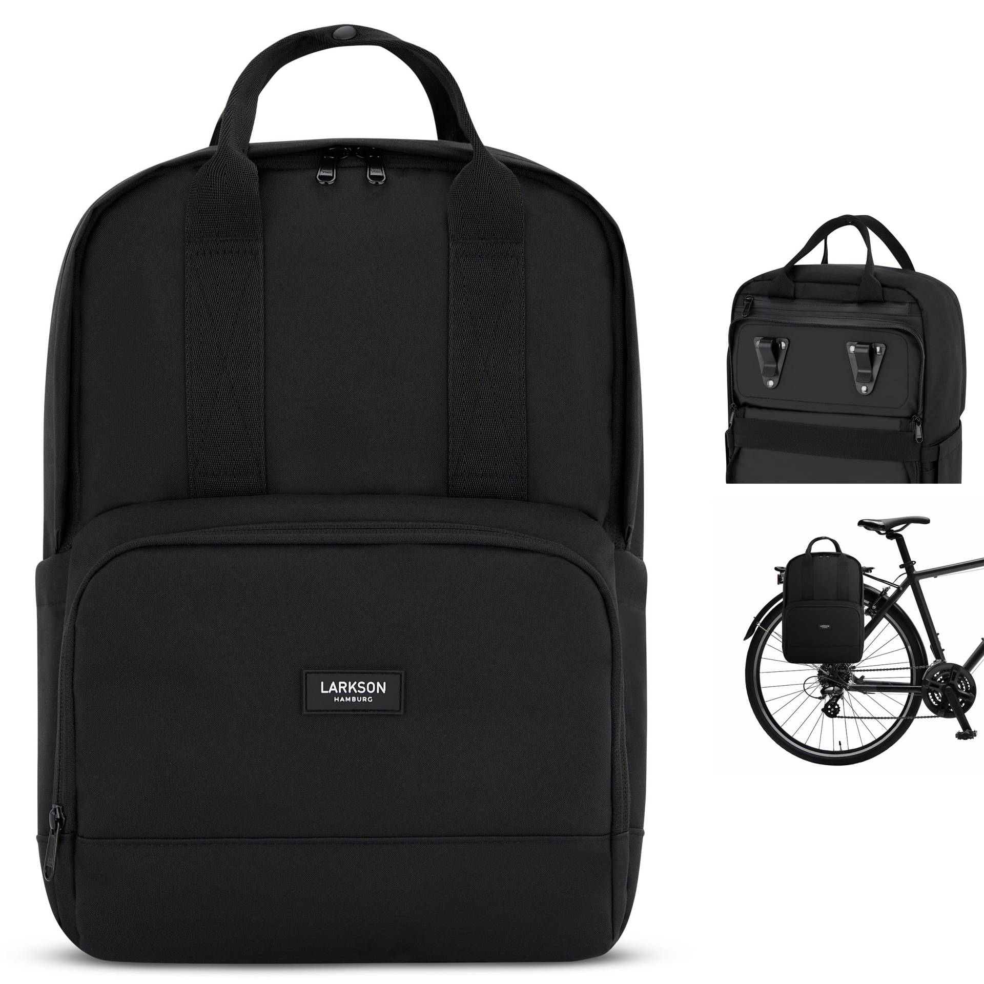 LARKSON Fahrradtaschen für Gepäckträger Damen & Herren Schwarz - No 6 Bike - 2 in 1 Fahrrad Tasche Rucksack & Gepäckträgertasche Hinten - Wasserabweisend von LARKSON