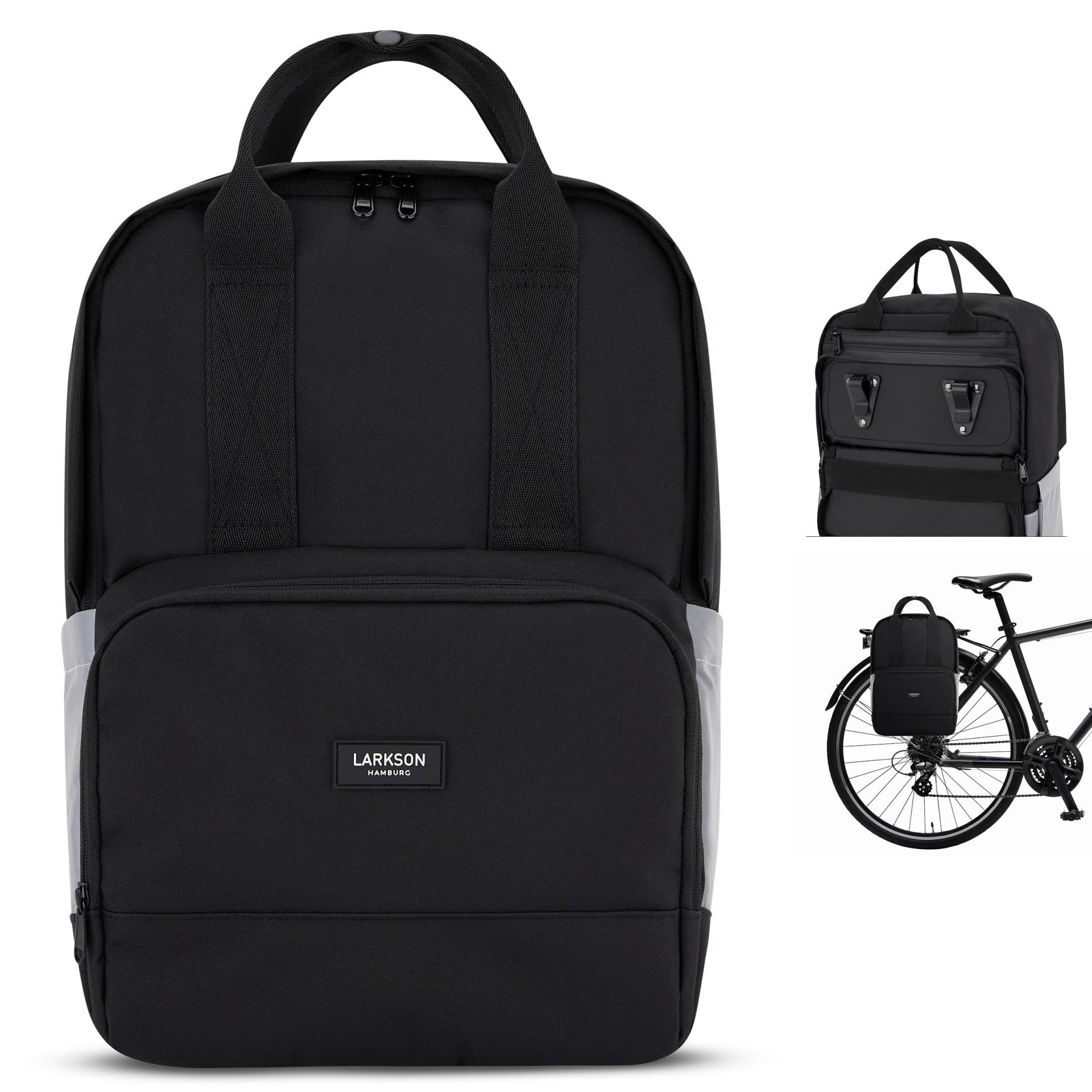 LARKSON Fahrradtaschen für Gepäckträger Reflektierend Damen & Herren - No 6 Bike - 2 in 1 Fahrrad Tasche Rucksack & Gepäckträgertasche Hinten - Wasserabweisend von LARKSON