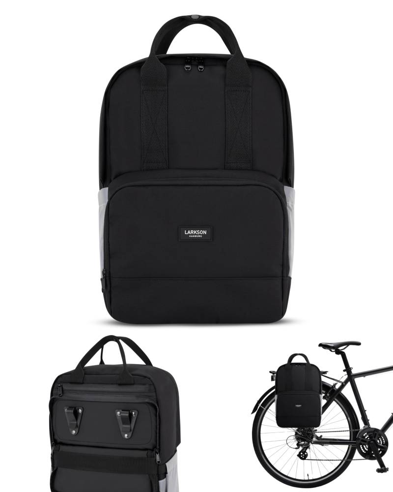 LARKSON Fahrradtaschen für Gepäckträger Reflektierend Damen & Herren - No 6 Bike - 2 in 1 Fahrrad Tasche Rucksack & Gepäckträgertasche Hinten - Wasserabweisend von LARKSON