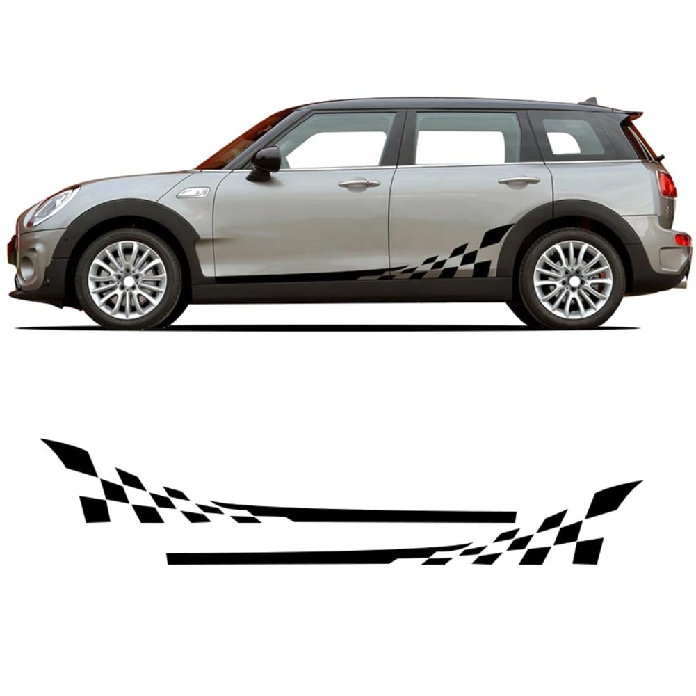 2 Stück Autotür-Seitenstreifen-Aufkleber, Karierter Rock, Karosserie-Grafikaufkleber, für Mini Cooper Clubman F54 R55 One S JCW Zubehör von LARPOPKC