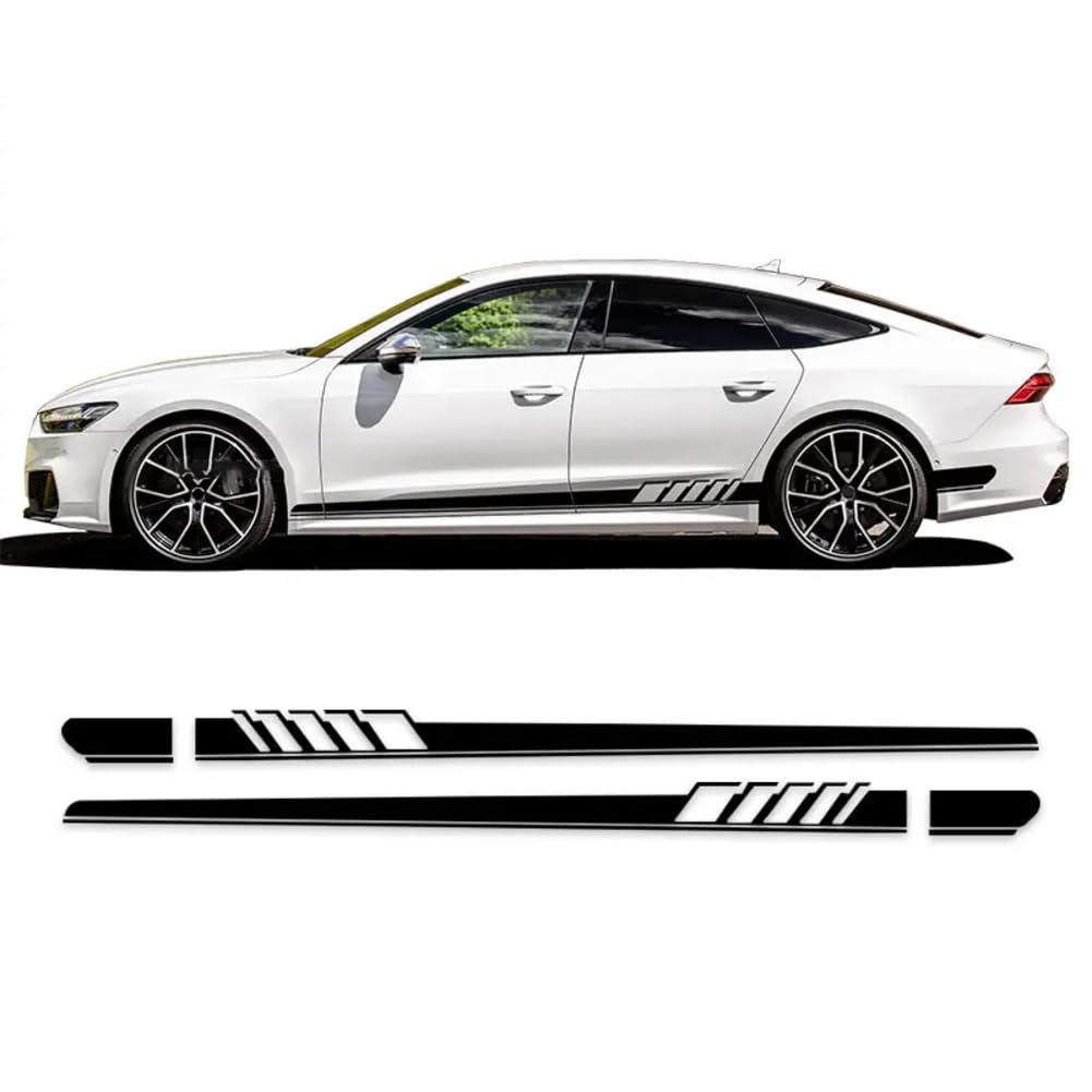 2 Stück Rennsport Autotür Seitenstreifen Rock Aufkleber Vinyl Aufkleber, für Audi A3 A4 A5 A6 A7 Q2 Q3 Q5 RS3 RS4 RS5 TT Zubehör von LARPOPKC