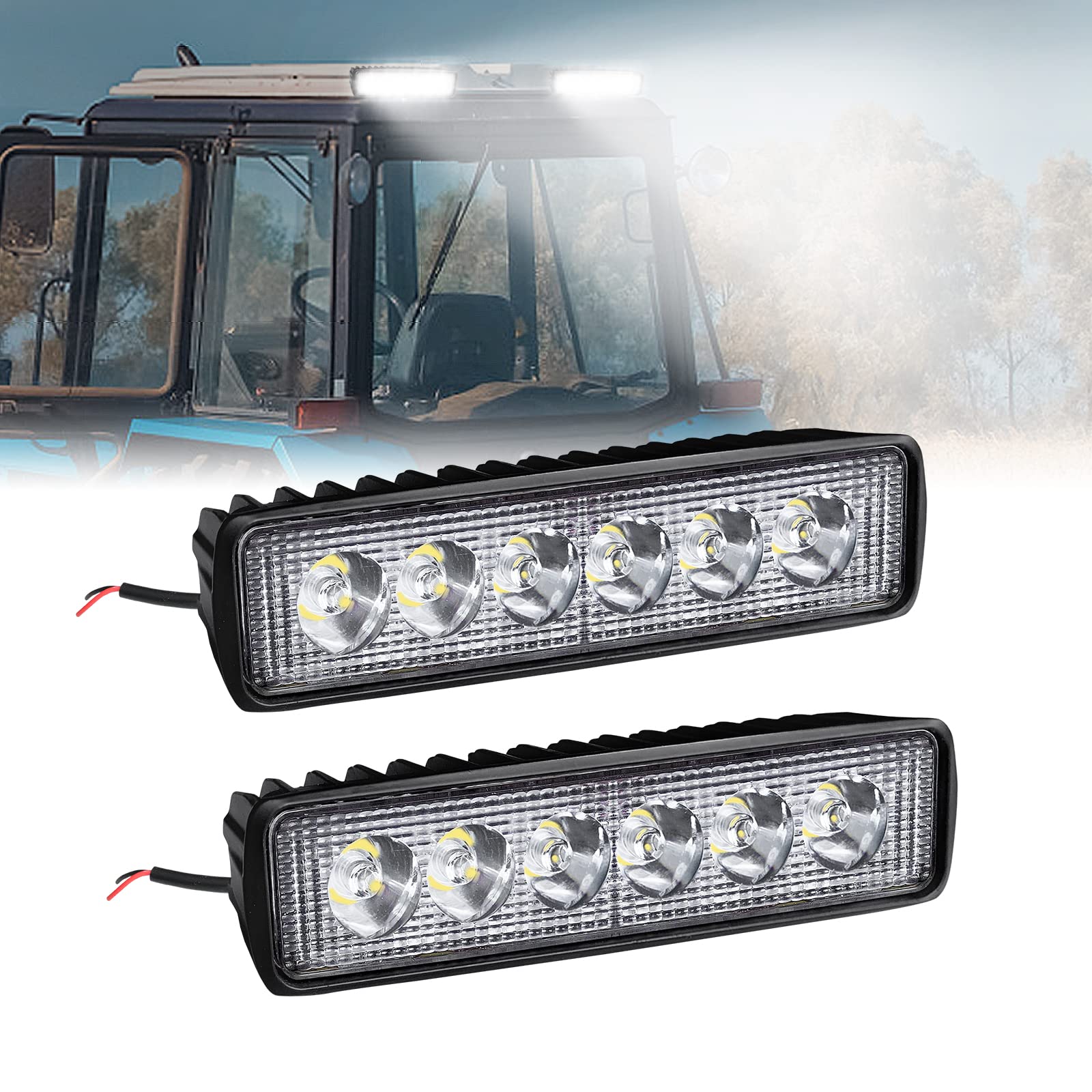 LARS360 18W LED Arbeitsscheinwerfer 12V/24V Offroad Fluter Zusatzscheinwerfer Rückfahrscheinwerfer Scheinwerfer Licht IP67 für Traktor SUV UTV ATV (2 Stück) von LARS360