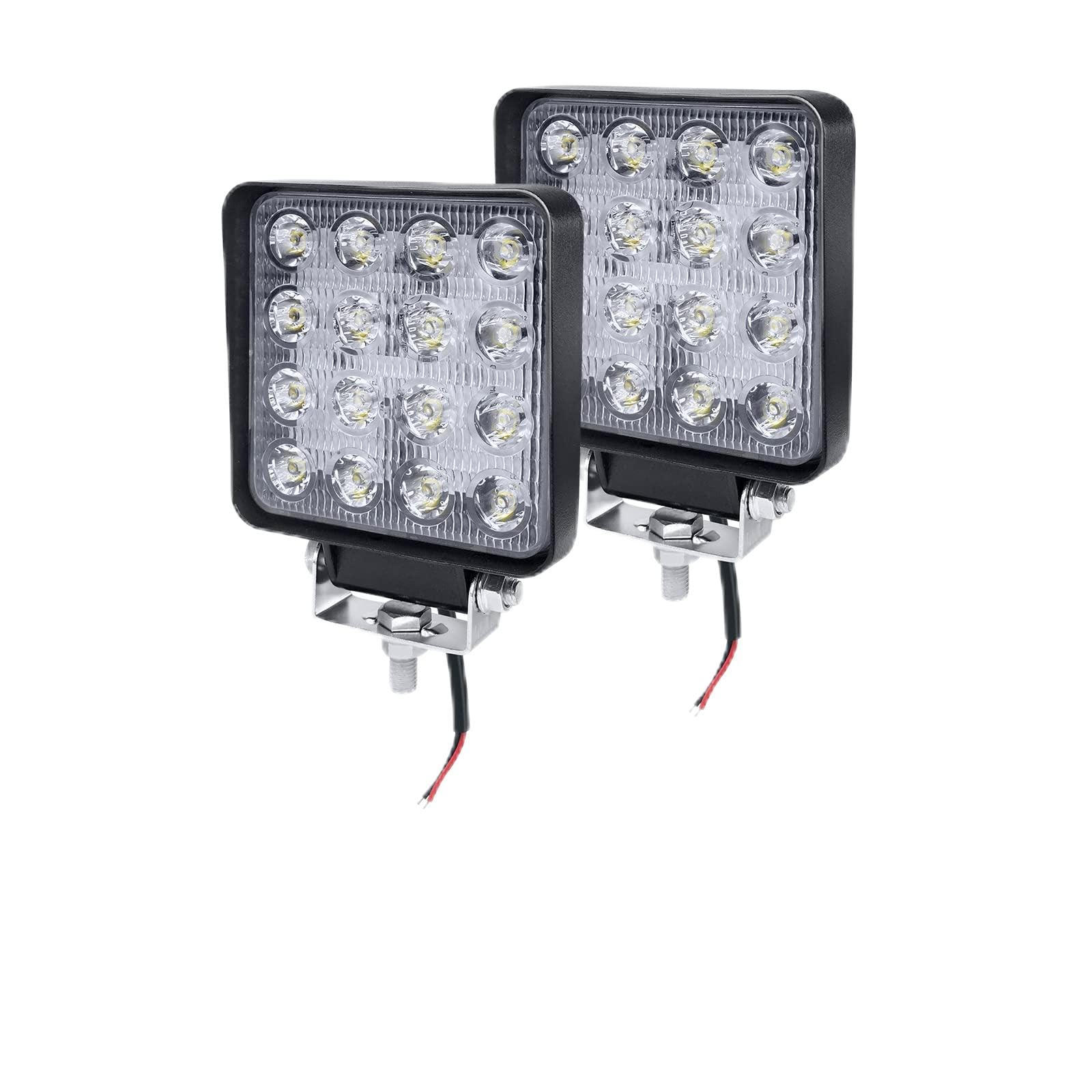 LARS360 48W LED Arbeitsscheinwerfer Offroad Flutlicht Fluter 2 Stück 10V-30V Rückfahrscheinwerfer Zusatzscheinwerfer Scheinwerfer für Trecker KFZ Bagger SUV, UTV, ATV von LARS360