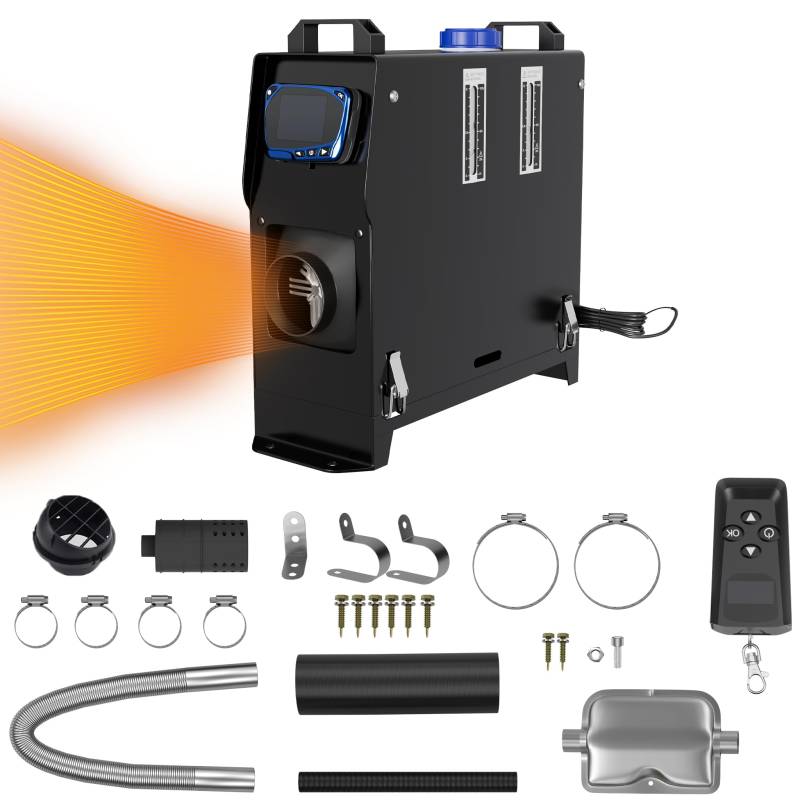 LARS360 8KW Standheizung Diesel Auto Kraftstoff, 12V Diesel Lufterhitzer, Air Diesel Heizung mit LCD-Schalter & Fernbedienung, Air Standheizung für Auto RV Boote LKW Wohnmobil Bus (Typ A,Schwarz) von LARS360