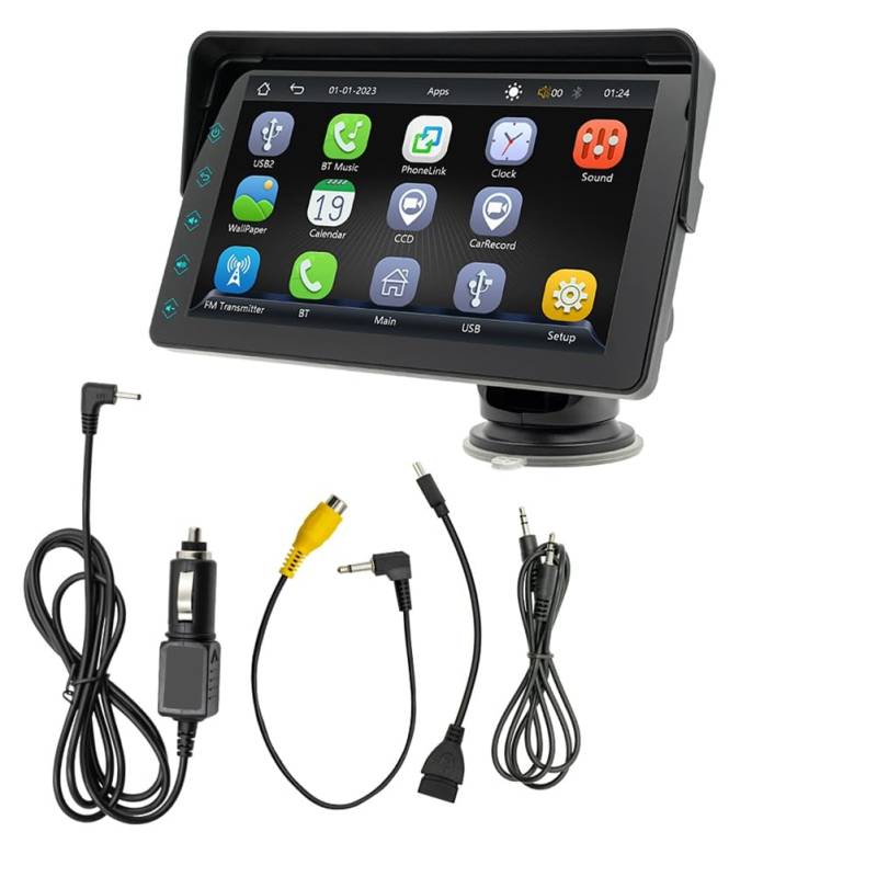 LAUGHERER 7-Auto-Touchscreen, Kabellos, CarPlay, Android, Tragbares Autoradio, Bluetooth, MP5, Multimedia-Host mit Taste von LAUGHERER