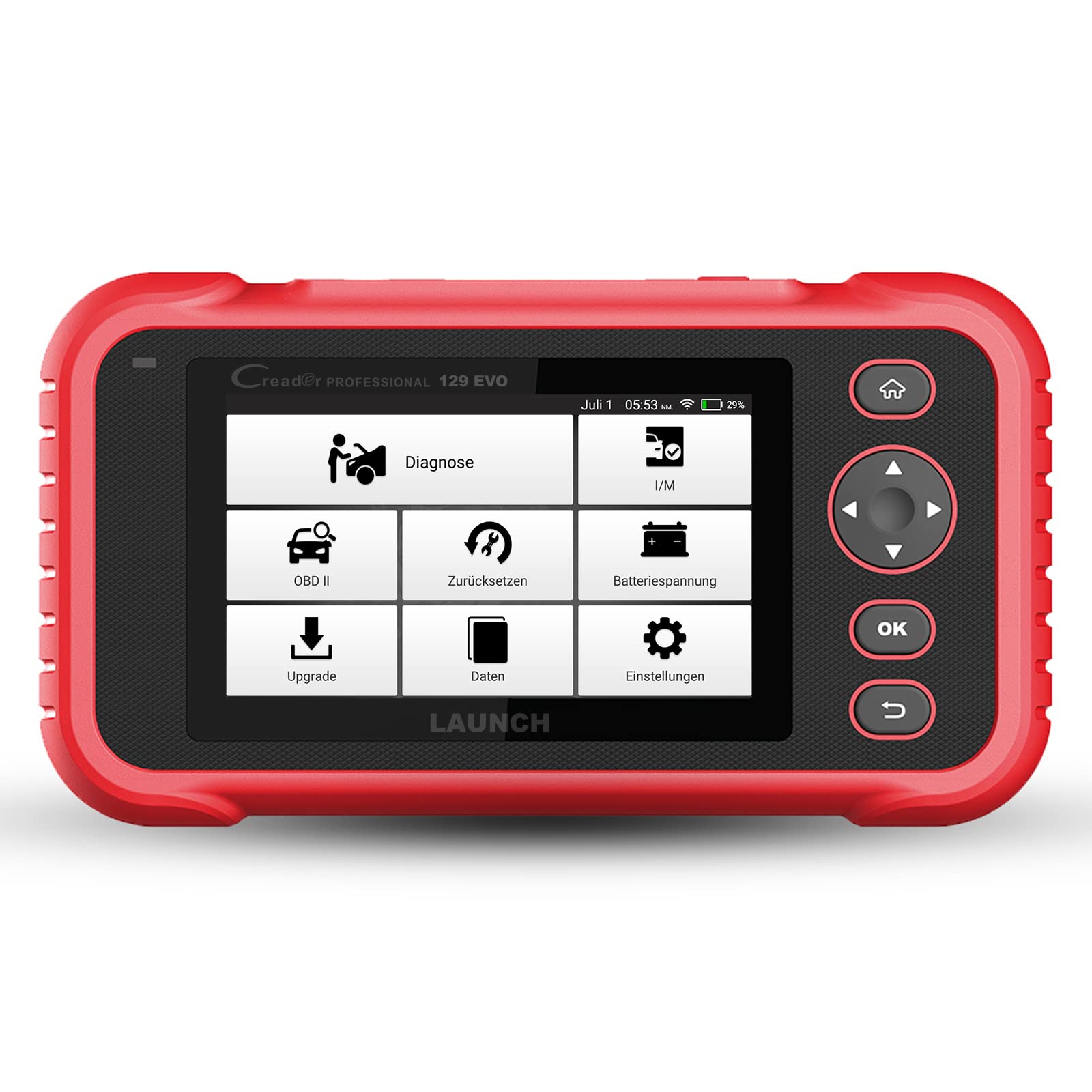 LAUNCH Europe CRP 129 EVO OBD2 Diagnosegerät Auto Auslesegerät Kfz-Diagnose EOBD Tester 4 Systemen Motor, ABS, SRS, Automatik Getriebe + 8 Service Funktionen mit Touchscreen WiFi kostenlose Update von LAUNCH