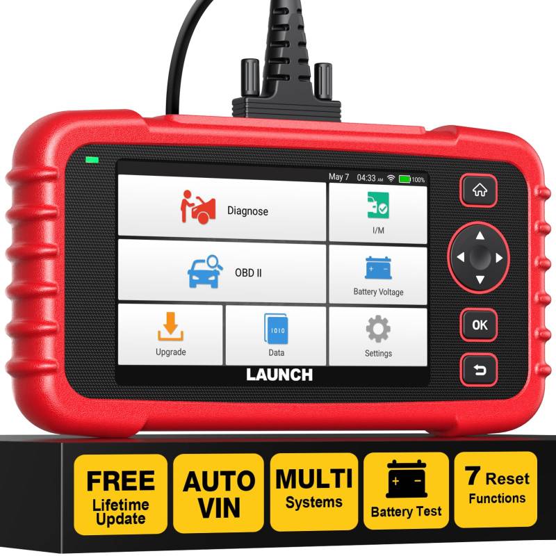 LAUNCH CRP123X V2.0 OBD2 Diagnosegerät, Professioneller Fahrzeug Fehlercode lesen, volle obd Diagnosefunktion für Motorgetriebe ABS SRS, 7 Service zurücksetzen, AutoVIN, WiFi Kostenlose Updates von LAUNCH