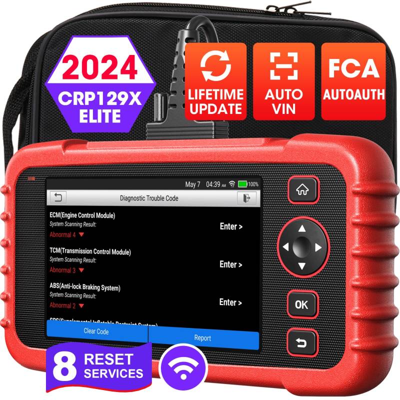 LAUNCH CRP129X V2.0 obd2 Diagnosegerät mit 4-Systemdiagnosen (Motor SRS at/MT und ABS) zurücksetzen für öl SAS EPB TPMS BMS DPF ABS AFS ETS ADBLUE AIRFUEL Bremse, 12 Reset-Funktionen, AutoVIN von LAUNCH