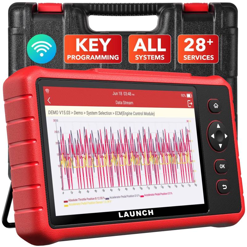 LAUNCH CRP909X Neueste OBD2-Diagnosegerät für ALLE Systeme 28 Service-Reset Öl-Service EPB DPF Regeneration LWS Kalibrierung etc, Mehrsprachig, Touchscreen，2 Jahre Update von LAUNCH