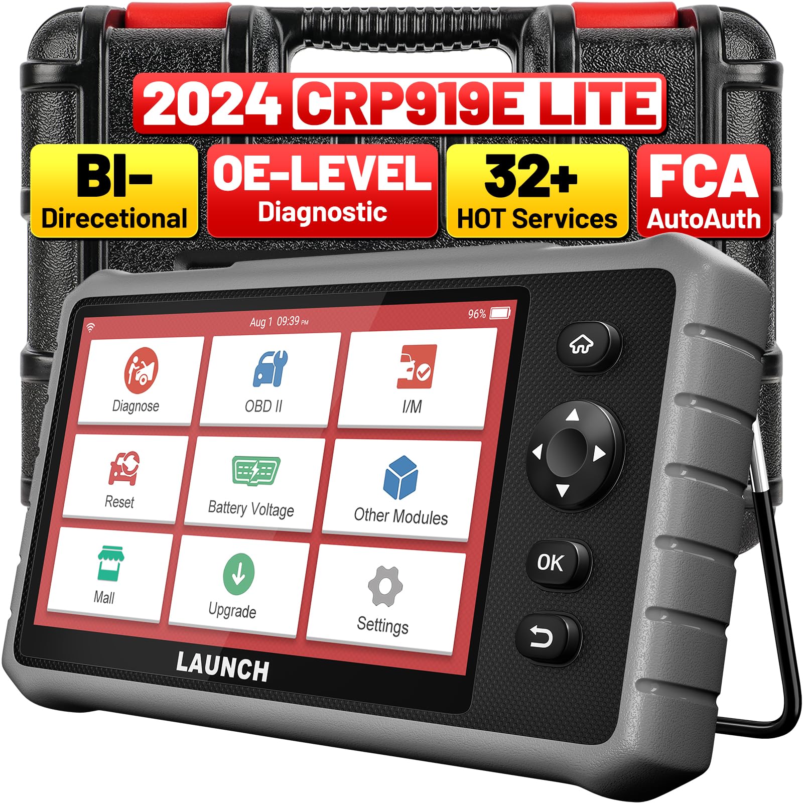 LAUNCH OBD2 Diagnosegerät CRP919E Lite, Vollständige Systemdiagnose KFZ-Codeleser, Bidirektional Auto Scanner mit 32+ Reset, Europa 99% Automodelle, FCA Autoauth, 2 Jahren Update, 2024 Modelle von LAUNCH