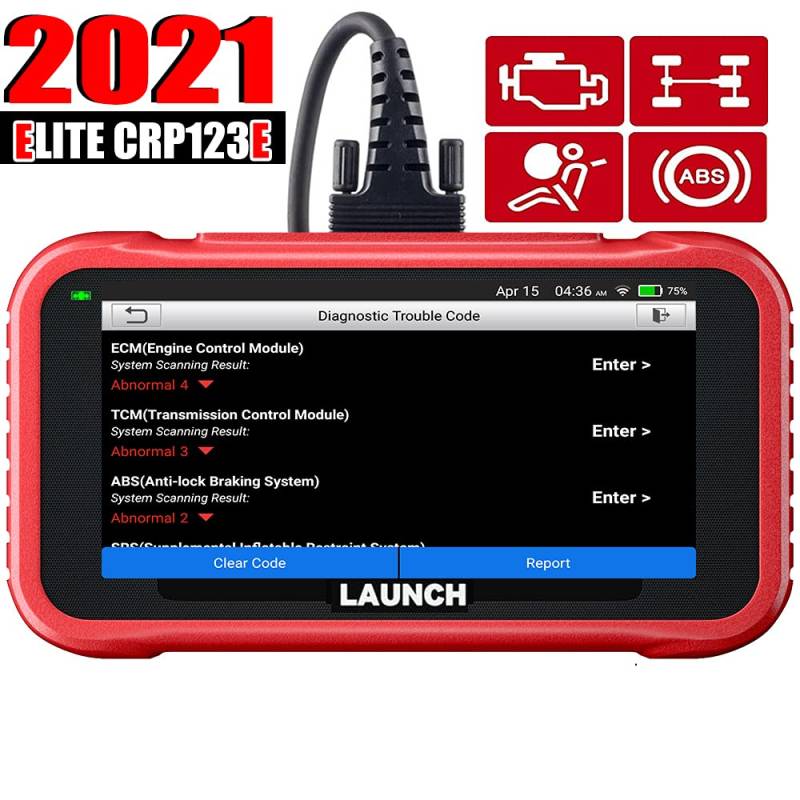 LAUNCH obd2 Diagnosegerät CRP123E V2.0 Fehlercode-Scanner,professioneller Kfz-Codeleser 4-Systemdiagnosen(Motor SRS at ABS) mit 7 Reset (ABS-Blutung/Öl/SAS/Throttle/DPF/EPB/Battery Reset) von LAUNCH