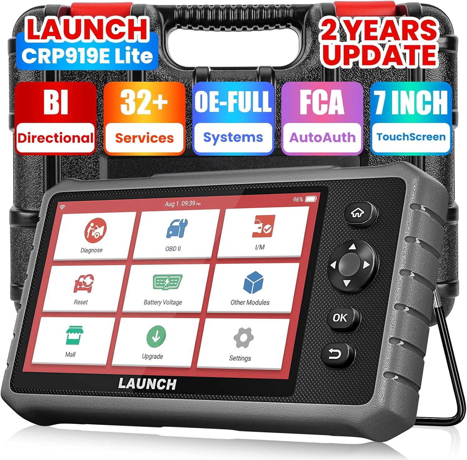 LAUNCH X431 CRP919E LITE obd2 diagnosegerät für alle Fahrzeuge,LAUNCH diagnosegerät Auto mit OE-Level Alle System Diagnose und 32+ Reset,auslesegerät Auto für Active Test,FCA,2 Jahre Upgrade von LAUNCH