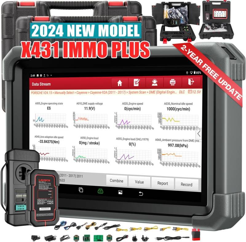 LAUNCH X431 IMMO Plus obd2 Diagnosegerät Auto mit ECU Codierung,Vollständige Schlüsselprogrammierung,mit 39+ Reset Service,ABS, Öl, EPB, DPF, BMS, SAS usw von LAUNCH