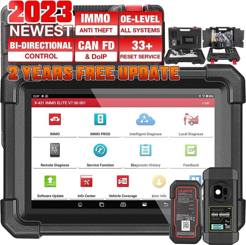 LAUNCH X431 IMMO Elite obd2 Diagnosegerät Auto,Vollständige Schlüsselprogrammierung , für alle Fahrzeuge, mit 39+ Reset Service,ABS, Öl, EPB, DPF, BMS, SAS usw von LAUNCH