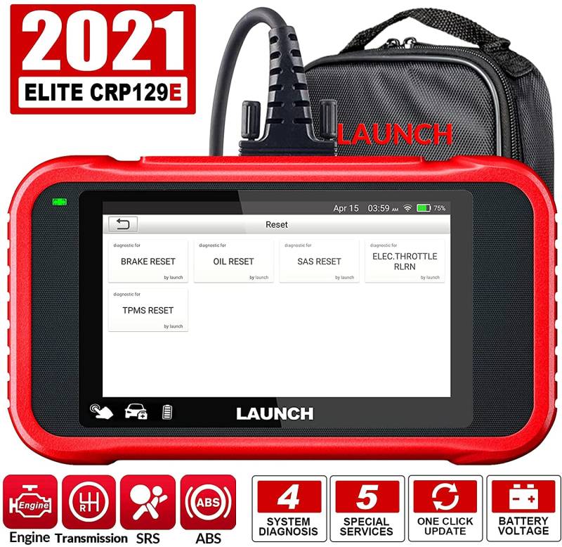 LAUNCH CRP129E OBD2 Diagnosegerät Auto Auslesegerät Kfz-Diagnose EOBD Tester, obd2 Scanner mit 4 Systemen Motor, ABS, SRS, Automatik Getriebe+5 Service Funktionen mit Touchscreen WiFi Update/Android von LAUNCH