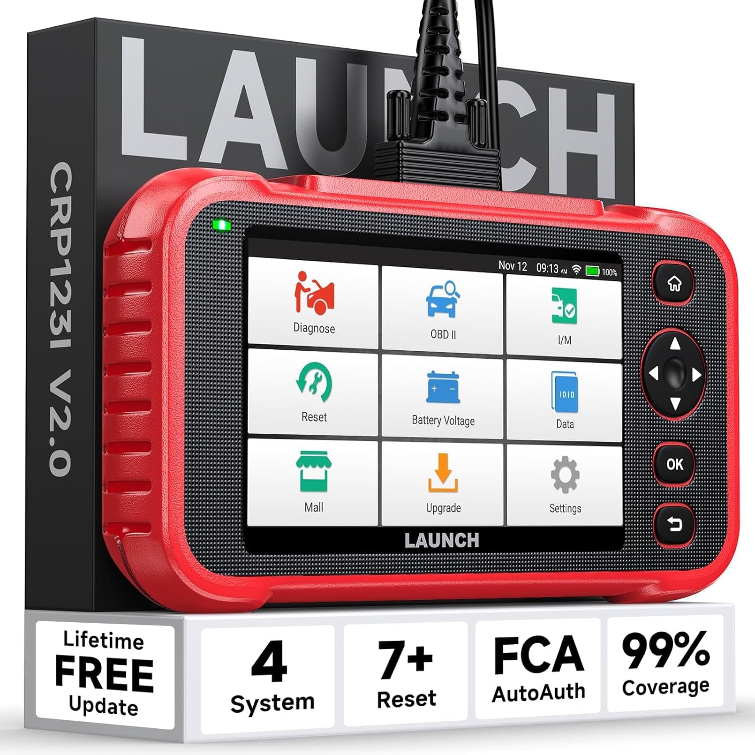 Launch CRP123I V2.0 OBD2 Diagnosegerät Auto, 4 Systeme Auslesegerät Auto, Launch Diagnosegerät mit Öl/EPB/DPF/SAS/BAS/BMS/Drosselklappe Reset, Auto VIN, Batterie-Test, Lebenslanges Update Scan Tool von LAUNCH