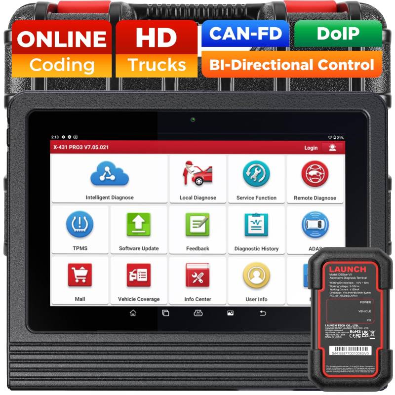 Launch X431 V+ OBD2 Diagnosegerät,Android Tablettdiagnosen mit Wifi Bluetooth,alle System zurücksetzen kann und ECU Codierung,Steuergeräte Programmierung von LAUNCH