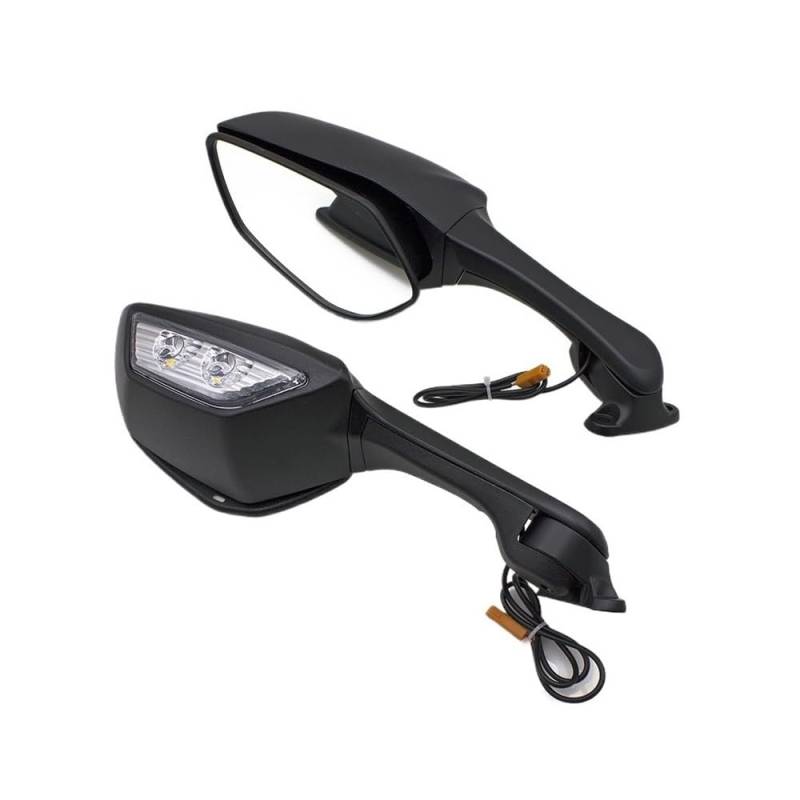 Motorrad Spiegel Motorrad Rearview Außenspiegel Mit Blinker Licht Für Ka&wasaki NI&nja ZX-10 ZX-10R 2011-2016 Für Ya&maha YZF R6 YZFR6 Motorradzubehör von LAUTIE