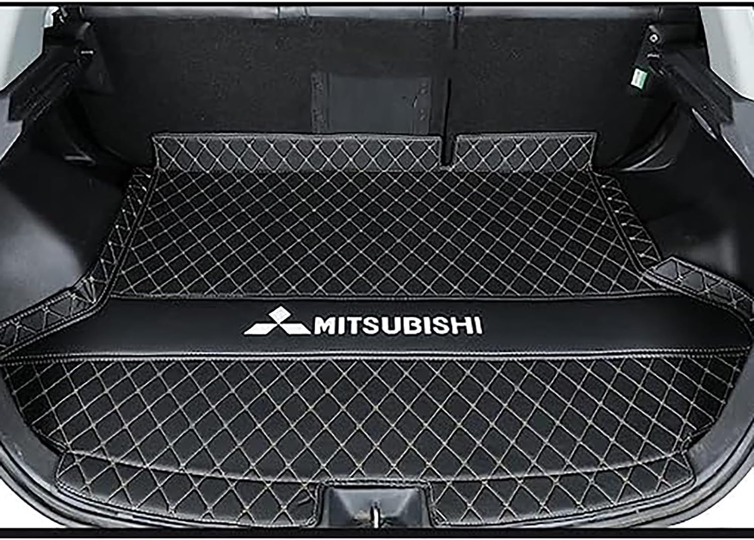 Auto Kofferraummatte, für Mitsubishi Outlander PHEV 2016 2017 2018 2019, Antirutschmatte Auto | Antirutschmatte Schubladen | Kofferraum Schutzmatte,A Black-White von LAVIYE