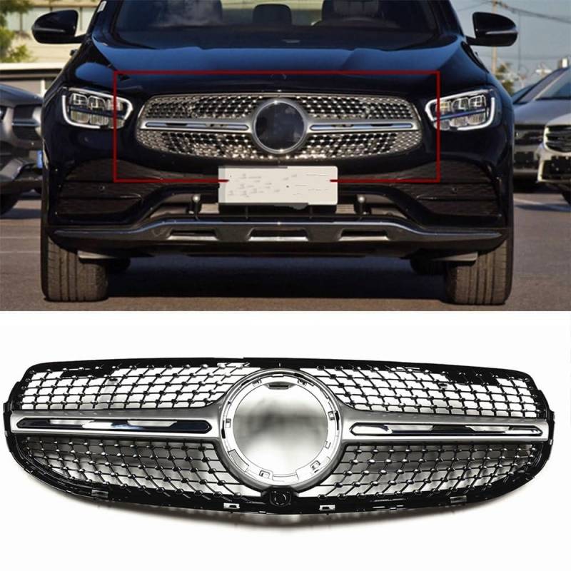 Kühlergrill Für Mercedes Benz GLC W253/X253 2020-2022 GLC250 GLC300 GLC350, Autoteile Auto-Ersatzgitter, sportliche Optik, stark und robust, Paar von LAVIYE