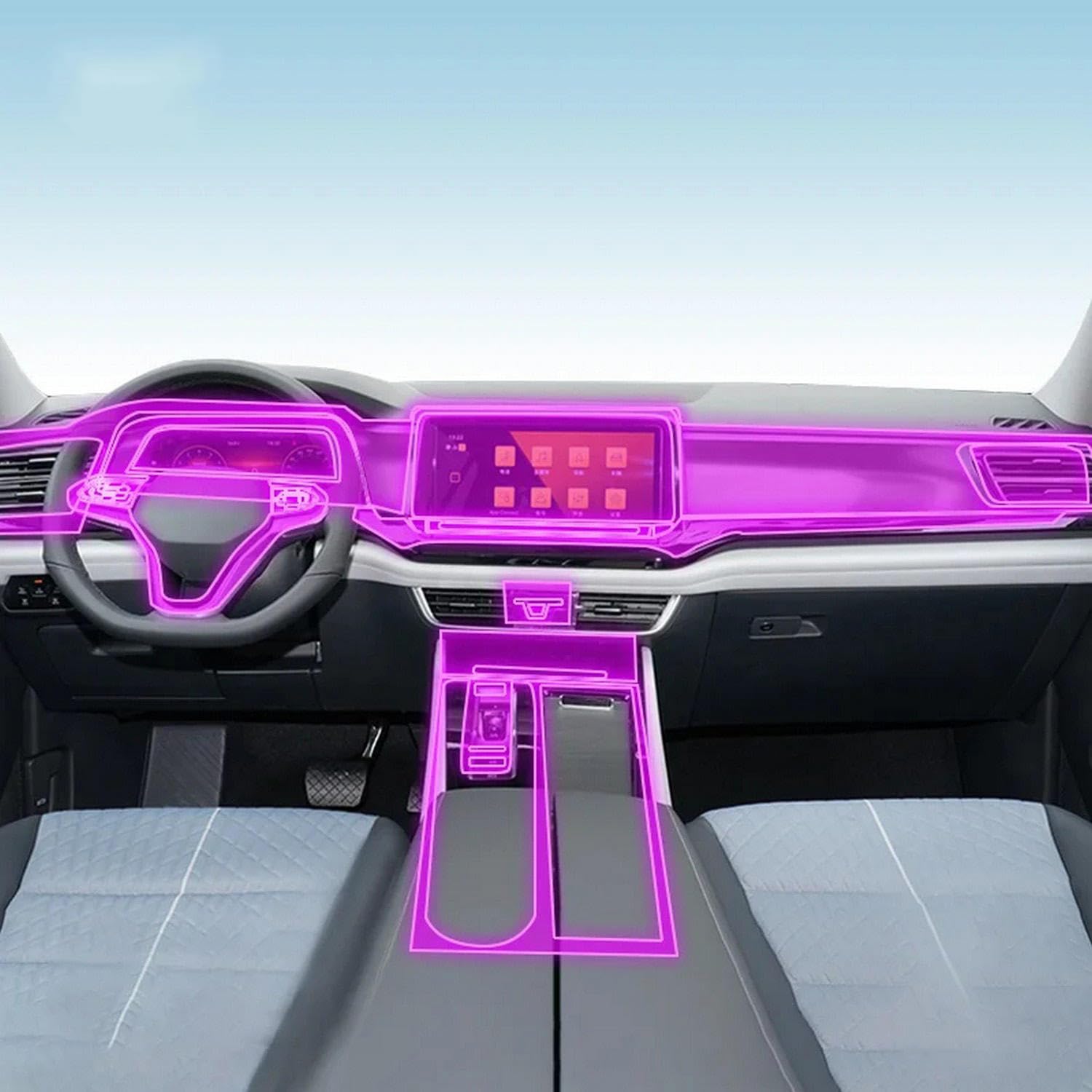 LAVIYE Auto-Innenraumfolie Armaturenbrett Shift-Mittelkonsole Kratzschutz transparente TPU-PPF-Folie, für Volkswagen Atlas 2021-2024 von LAVIYE