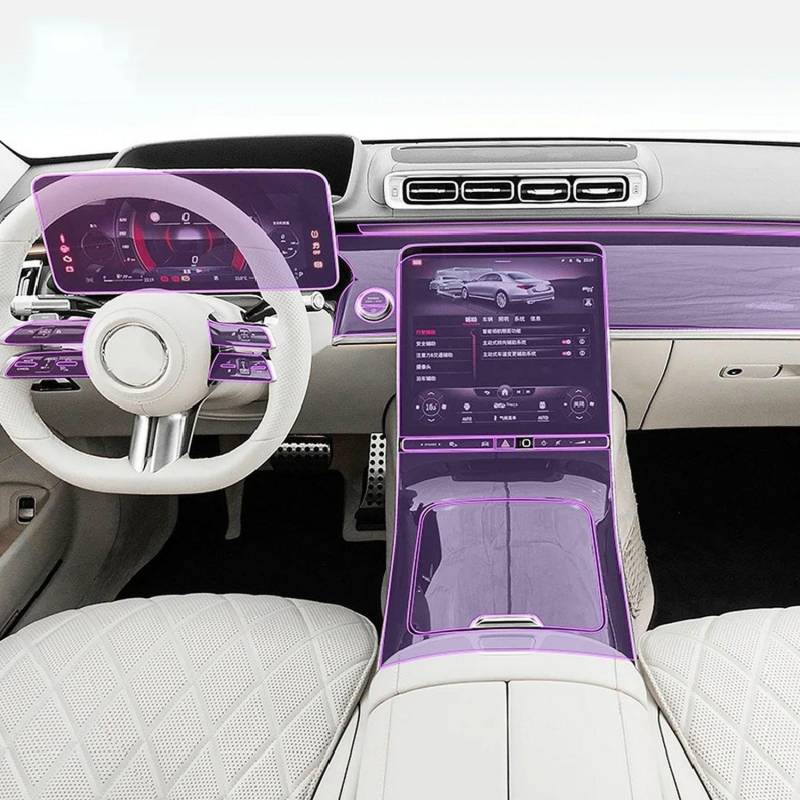 LAVIYE Auto-Innenraumfolie Armaturenbrett Shift-Mittelkonsole Kratzschutz transparentes TPU PPF, für Mercedes Benz S-Klasse 2021-2024 von LAVIYE