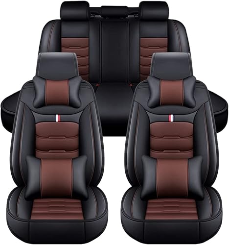 Auto Sitzbezüge für Mitsubishi Lancer/Lancer Evolution/Lancer Sportback 2000-2023, 5 Seats PU Leder Vollständige Abdeckung wasserdichte Gemütlich Sitze Vorne und Hinten,Luxurious_Set-C_Black_Coffee von LAXIL