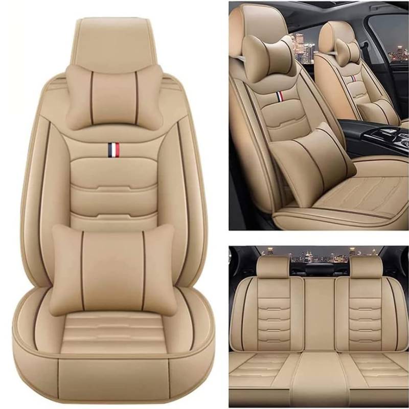 LAXTO Auto sitzbezüge für BMW 430i Gran 2017 2018 2019 2020,Leder sitzbezug Sets Komplettset 5-Sitze sitzschoner Wasserdicht Schonbezüge Innenraum Zubehör,beige von LAXTO