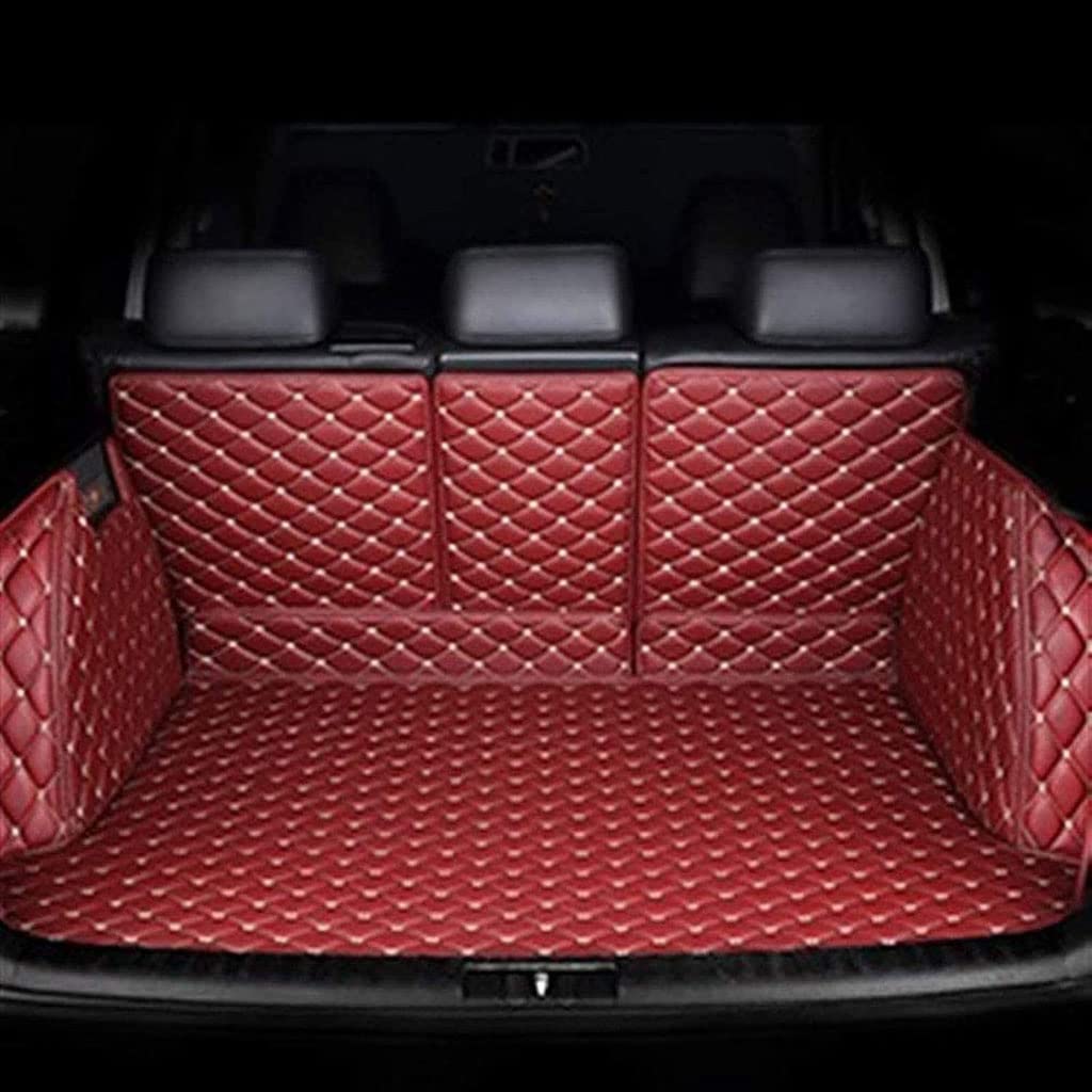 für Nissan X-Trail III (T32) 2014-2021 5-seat Auto Leder Kofferraummatten Kofferraumwanne,Wasserdicht Kofferraum Schutzmatte Ladekantenschutz Autozubehör,1-Red von LAXTO