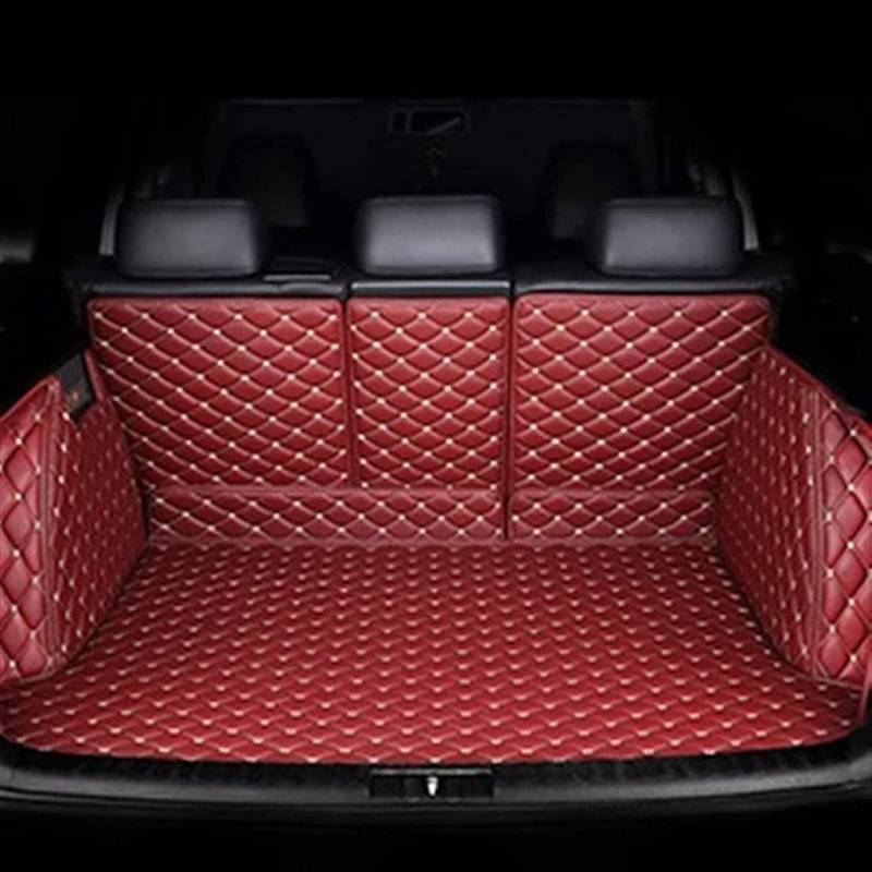 für Nissan X-Trail III (T32) 2014-2021 5-seat Auto Leder Kofferraummatten Kofferraumwanne,Wasserdicht Kofferraum Schutzmatte Ladekantenschutz Autozubehör,1-Red von LAXTO